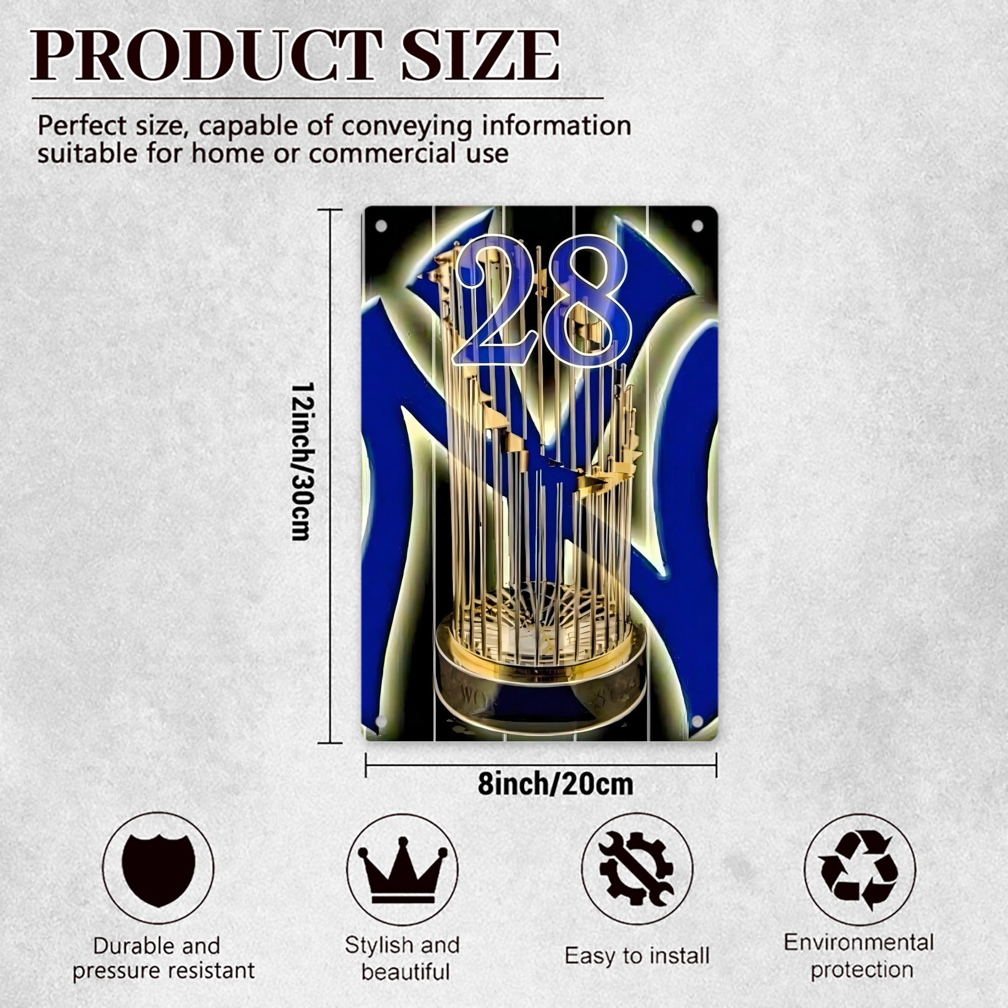 New York Yankees 212 8x12inch Vertical Aluminum Sign - Durable Fade-Resistant Indoor/Outdoor Safety & Information Plaque For Office, Hotel, Restaurant, Bar, Public Spaces