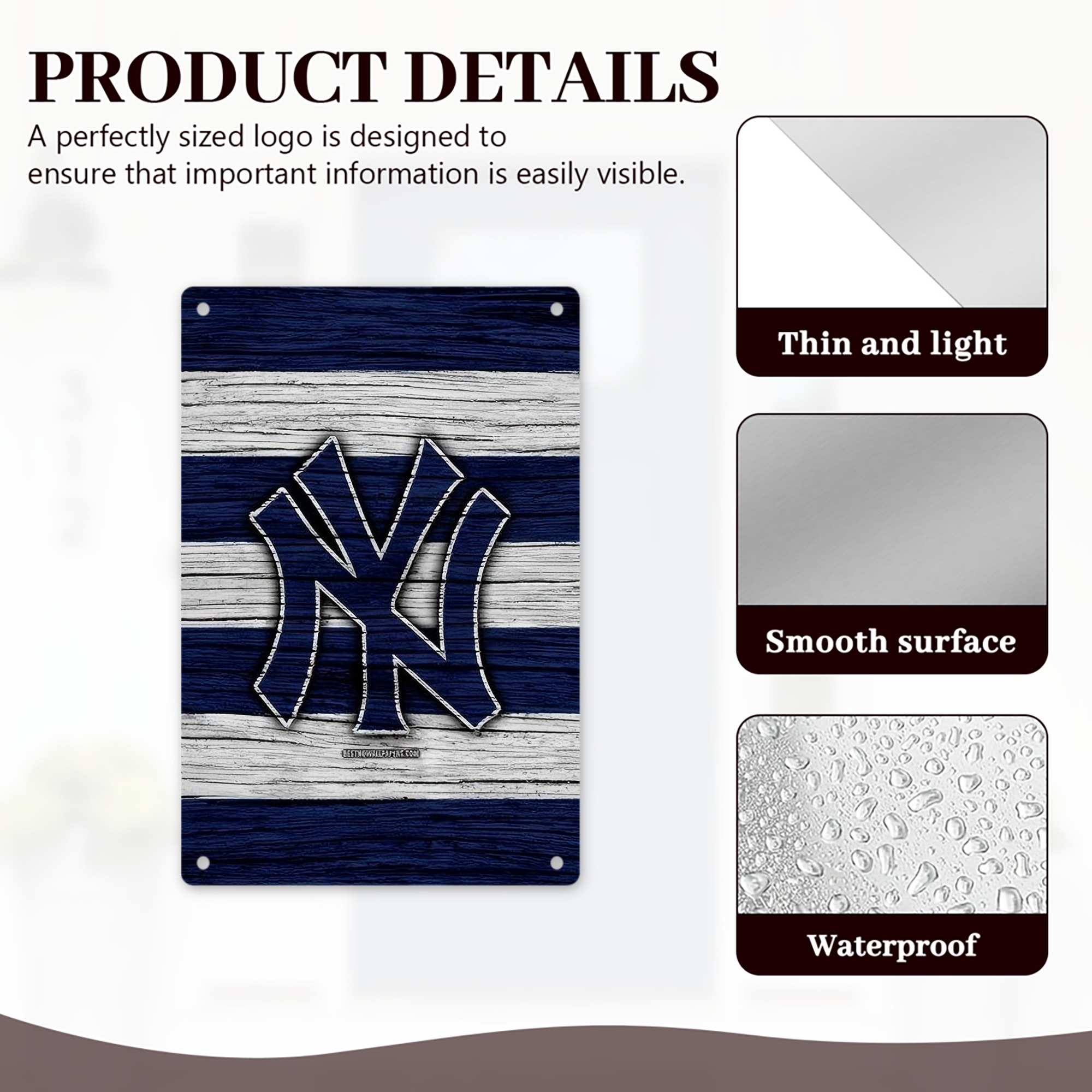 New York Yankees 187 8x12inch Vertical Aluminum Sign - Durable Fade-Resistant Indoor/Outdoor Safety & Information Plaque For Office, Hotel, Restaurant, Bar, Public Spaces