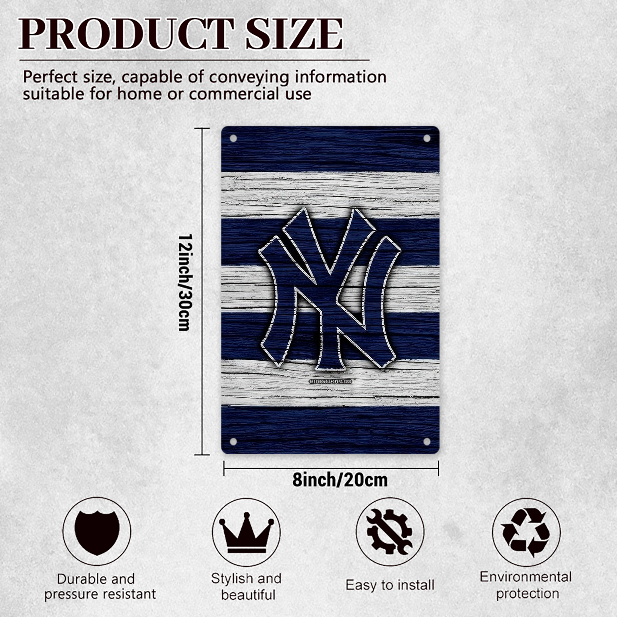 New York Yankees 187 8x12inch Vertical Aluminum Sign - Durable Fade-Resistant Indoor/Outdoor Safety & Information Plaque For Office, Hotel, Restaurant, Bar, Public Spaces