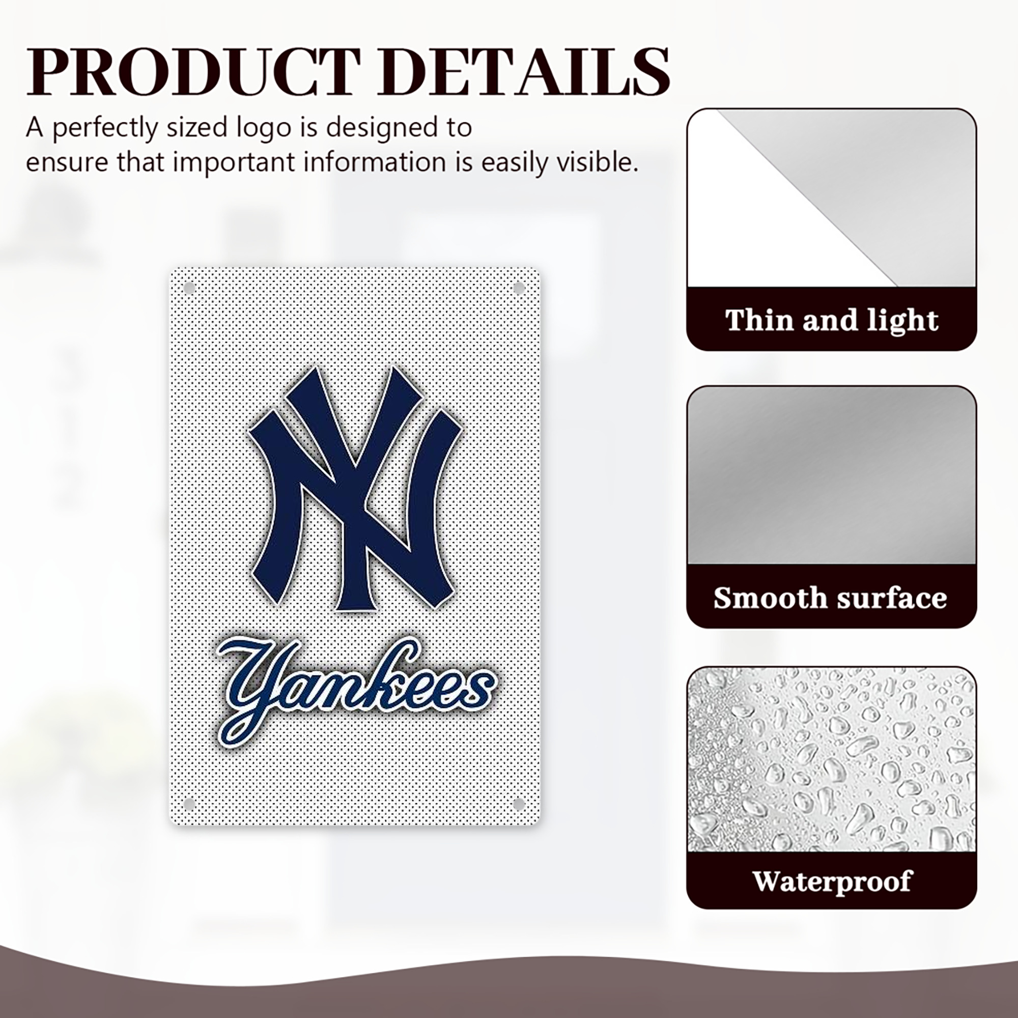 New York Yankees 192 8x12inch Vertical Aluminum Sign - Durable Fade-Resistant Indoor/Outdoor Safety & Information Plaque For Office, Hotel, Restaurant, Bar, Public Spaces