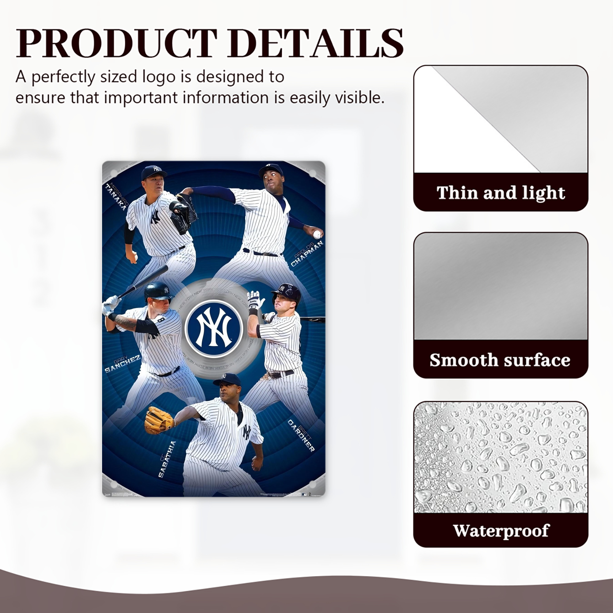 New York Yankees 222 8x12inch Vertical Aluminum Sign - Durable Fade-Resistant Indoor/Outdoor Safety & Information Plaque For Office, Hotel, Restaurant, Bar, Public Spaces