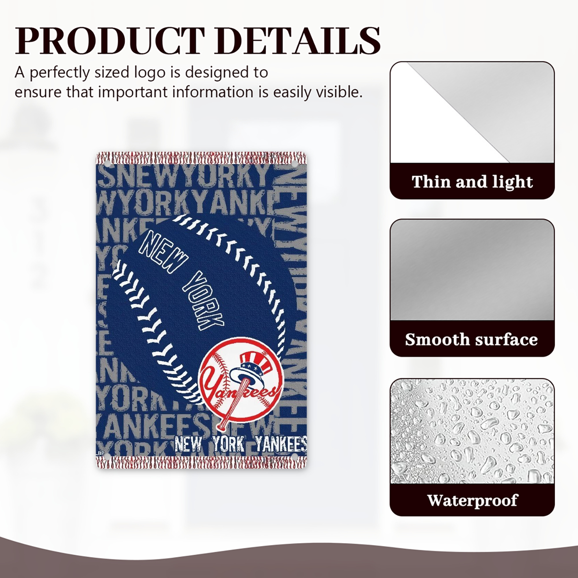 New York Yankees 198 8x12inch Vertical Aluminum Sign - Durable Fade-Resistant Indoor/Outdoor Safety & Information Plaque For Office, Hotel, Restaurant, Bar, Public Spaces