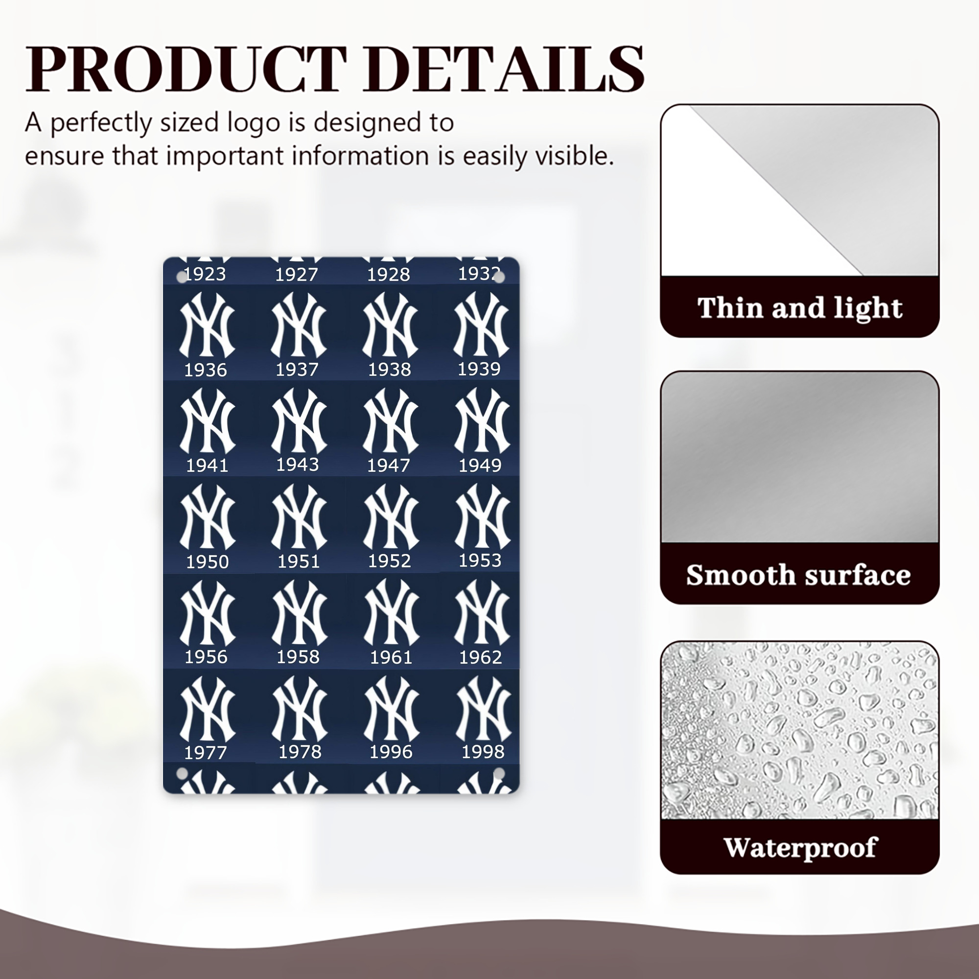 New York Yankees 229 8x12inch Vertical Aluminum Sign - Durable Fade-Resistant Indoor/Outdoor Safety & Information Plaque For Office, Hotel, Restaurant, Bar, Public Spaces