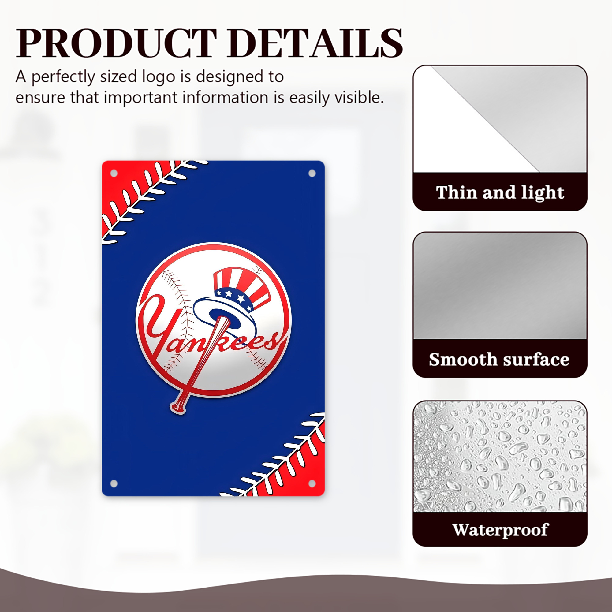 New York Yankees 203 8x12inch Vertical Aluminum Sign - Durable Fade-Resistant Indoor/Outdoor Safety & Information Plaque For Office, Hotel, Restaurant, Bar, Public Spaces