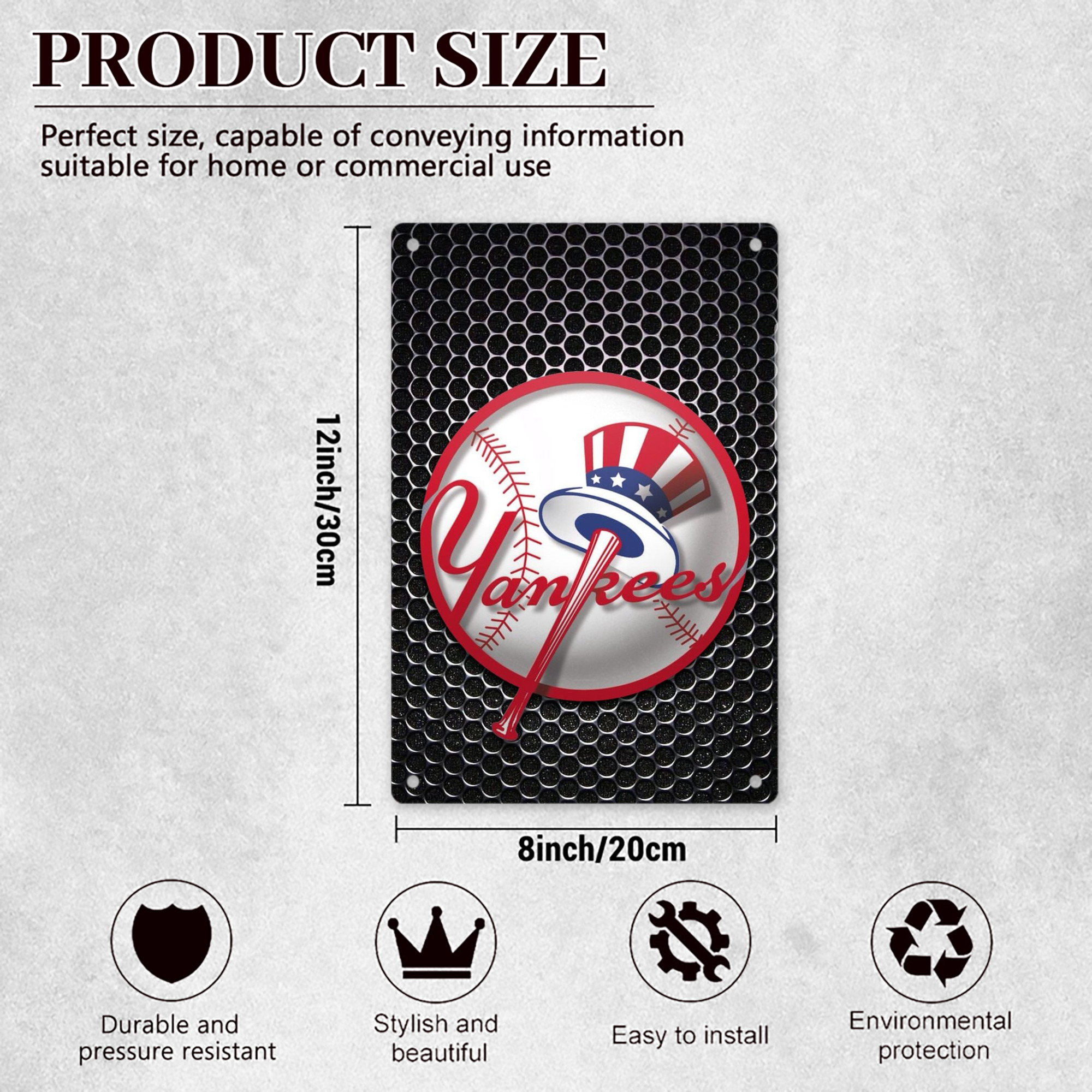 New York Yankees 221 8x12inch Vertical Aluminum Sign - Durable Fade-Resistant Indoor/Outdoor Safety & Information Plaque For Office, Hotel, Restaurant, Bar, Public Spaces