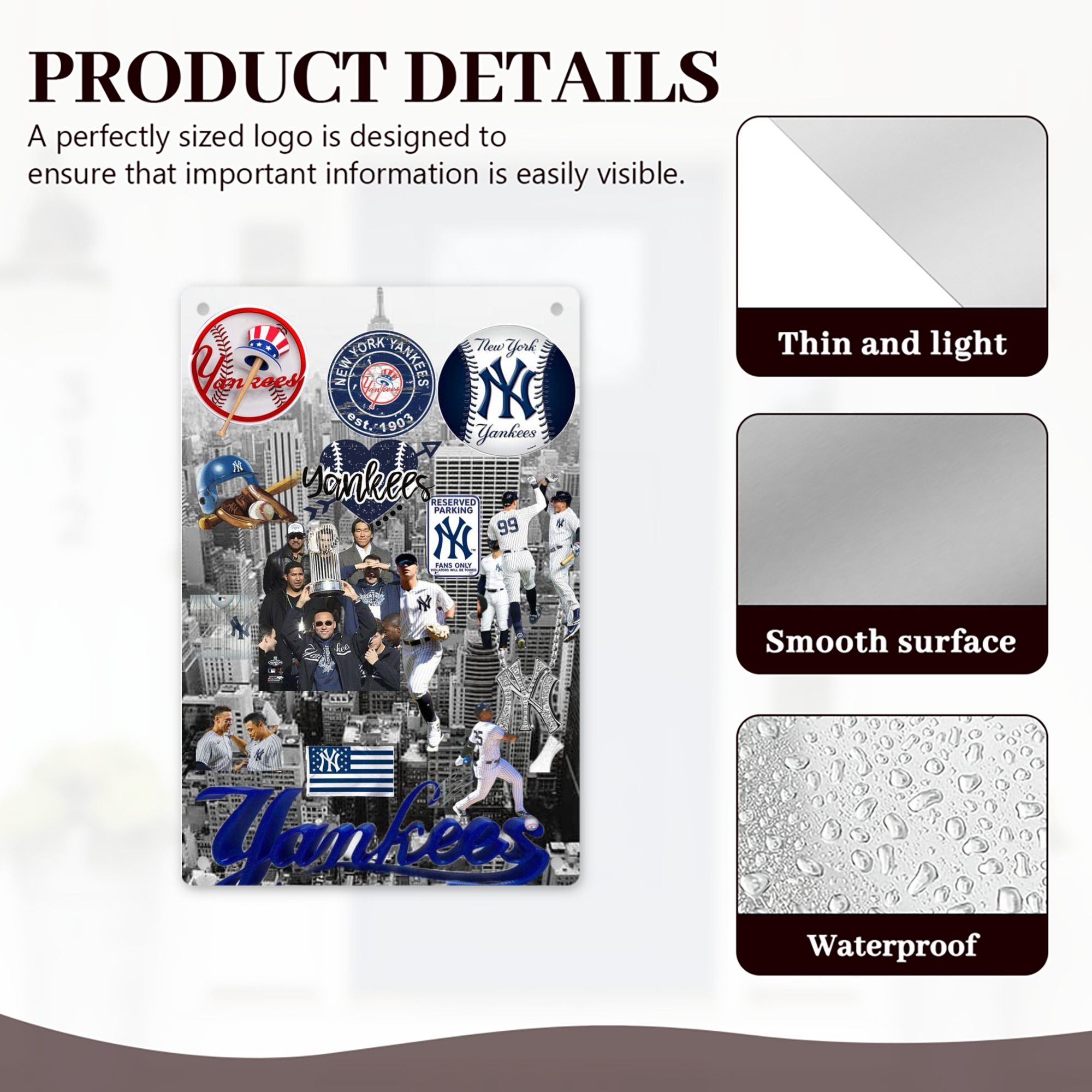 New York Yankees 199 8x12inch Vertical Aluminum Sign - Durable Fade-Resistant Indoor/Outdoor Safety & Information Plaque For Office, Hotel, Restaurant, Bar, Public Spaces