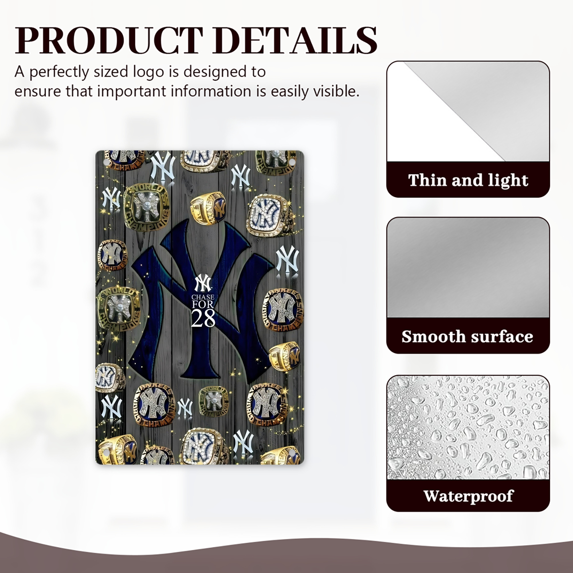 New York Yankees 209 8x12inch Vertical Aluminum Sign - Durable Fade-Resistant Indoor/Outdoor Safety & Information Plaque For Office, Hotel, Restaurant, Bar, Public Spaces