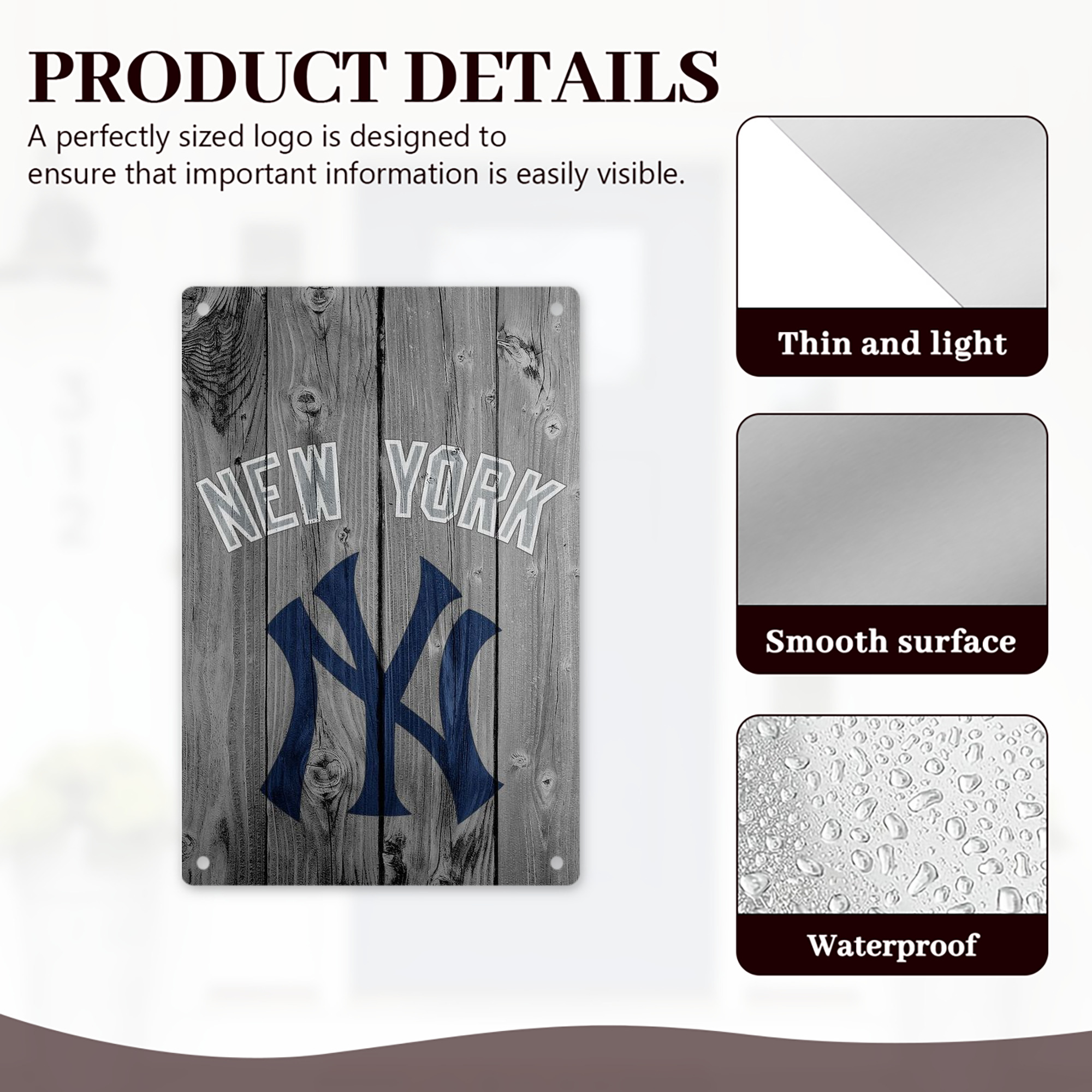 New York Yankees 204 8x12inch Vertical Aluminum Sign - Durable Fade-Resistant Indoor/Outdoor Safety & Information Plaque For Office, Hotel, Restaurant, Bar, Public Spaces