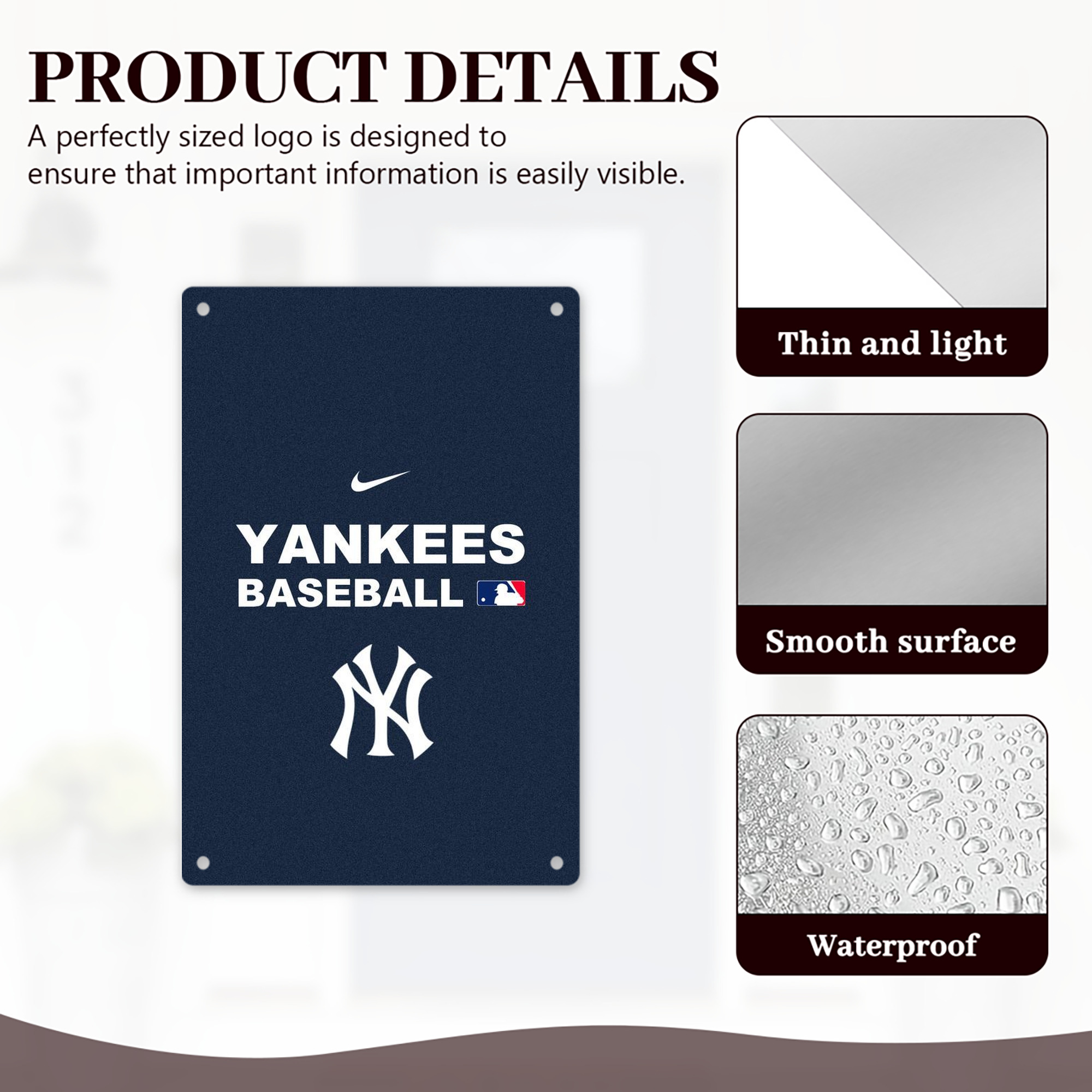 New York Yankees 214 8x12inch Vertical Aluminum Sign - Durable Fade-Resistant Indoor/Outdoor Safety & Information Plaque For Office, Hotel, Restaurant, Bar, Public Spaces