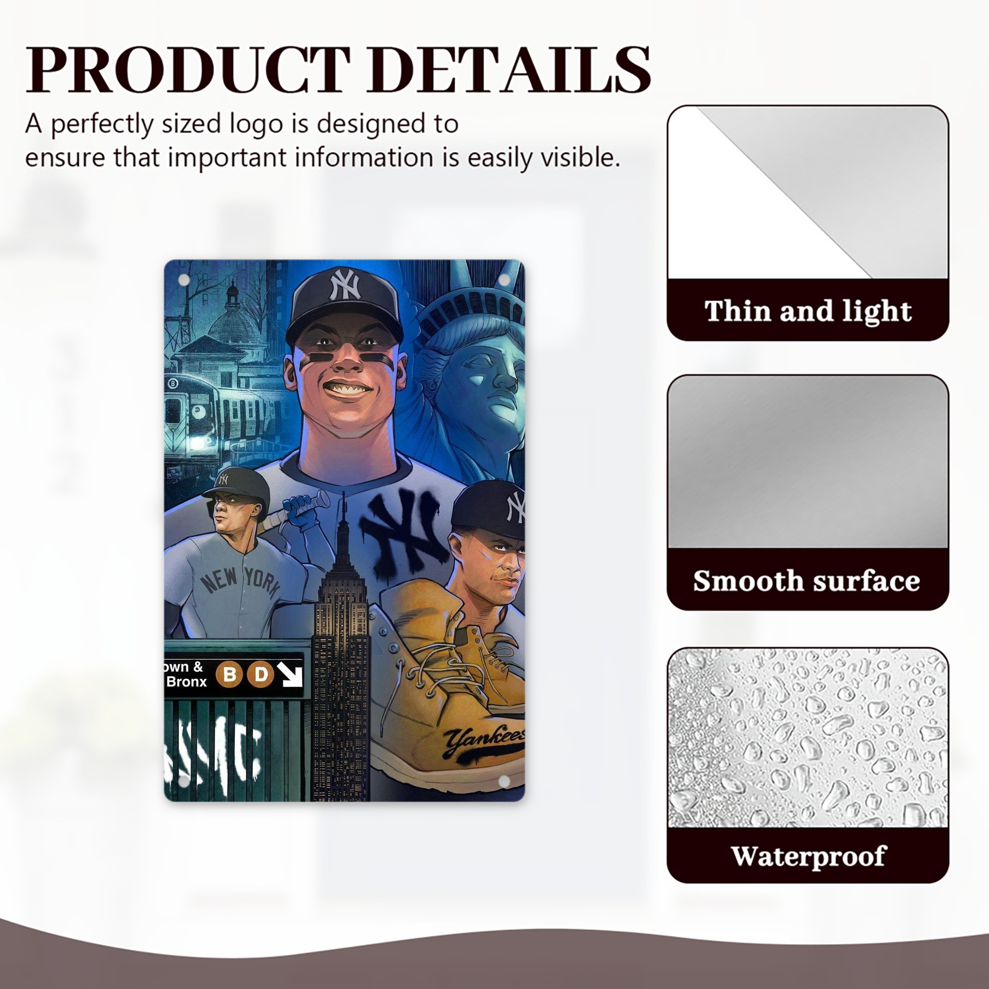 New York Yankees 298 8x12inch Vertical Aluminum Sign - Durable Fade-Resistant Indoor/Outdoor Safety & Information Plaque For Office, Hotel, Restaurant, Bar, Public Spaces