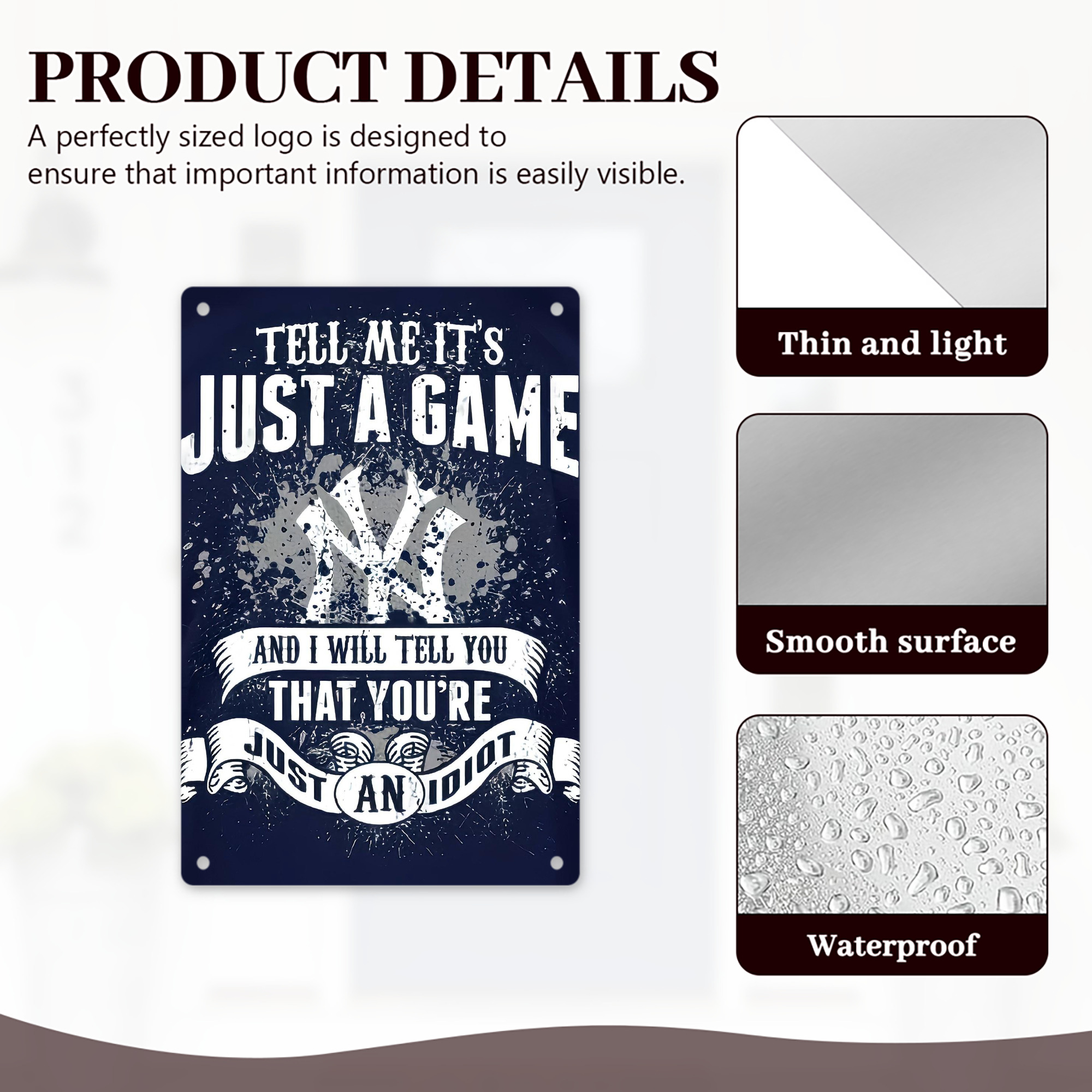 New York Yankees 322 8x12inch Vertical Aluminum Sign - Durable Fade-Resistant Indoor/Outdoor Safety & Information Plaque For Office, Hotel, Restaurant, Bar, Public Spaces