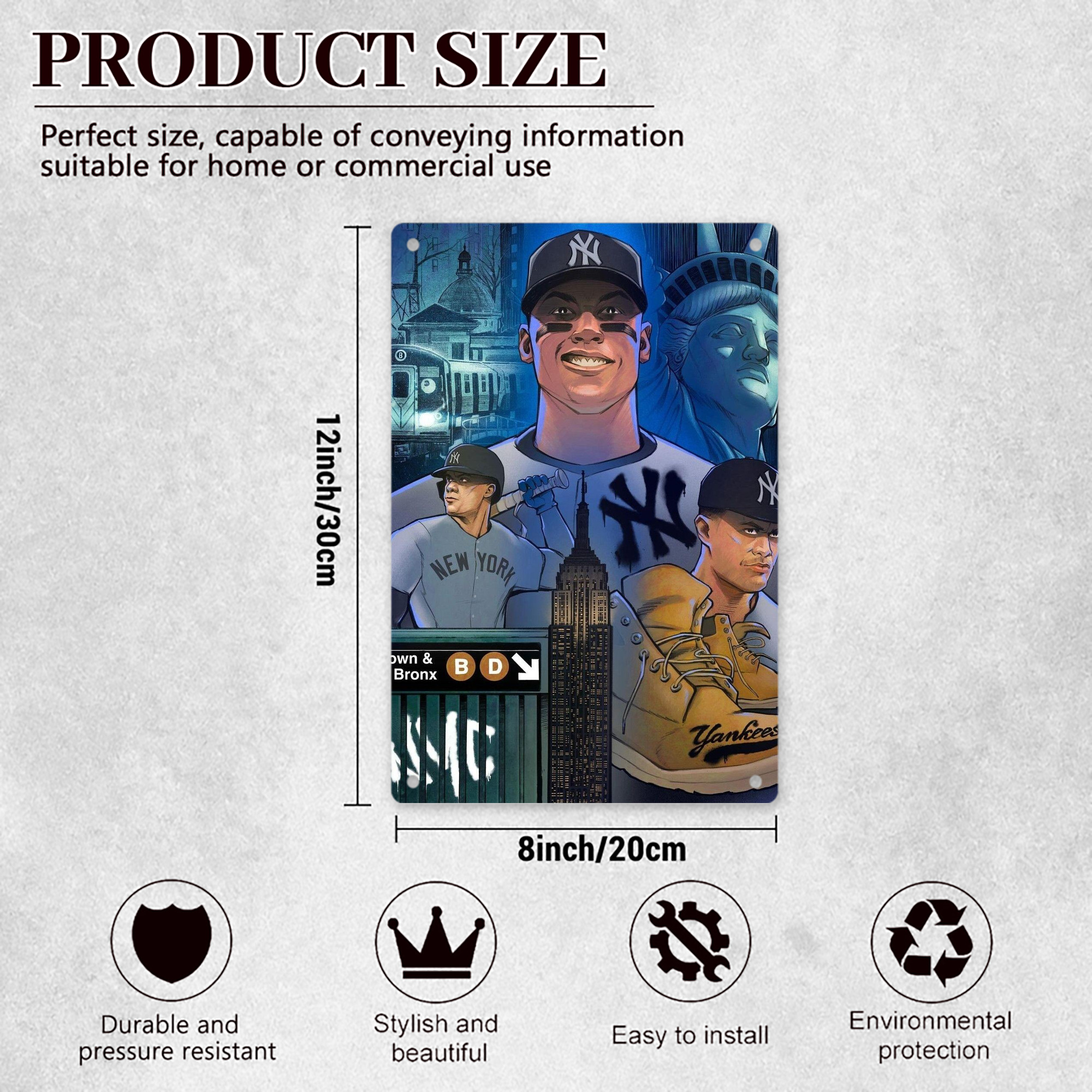 New York Yankees 298 8x12inch Vertical Aluminum Sign - Durable Fade-Resistant Indoor/Outdoor Safety & Information Plaque For Office, Hotel, Restaurant, Bar, Public Spaces