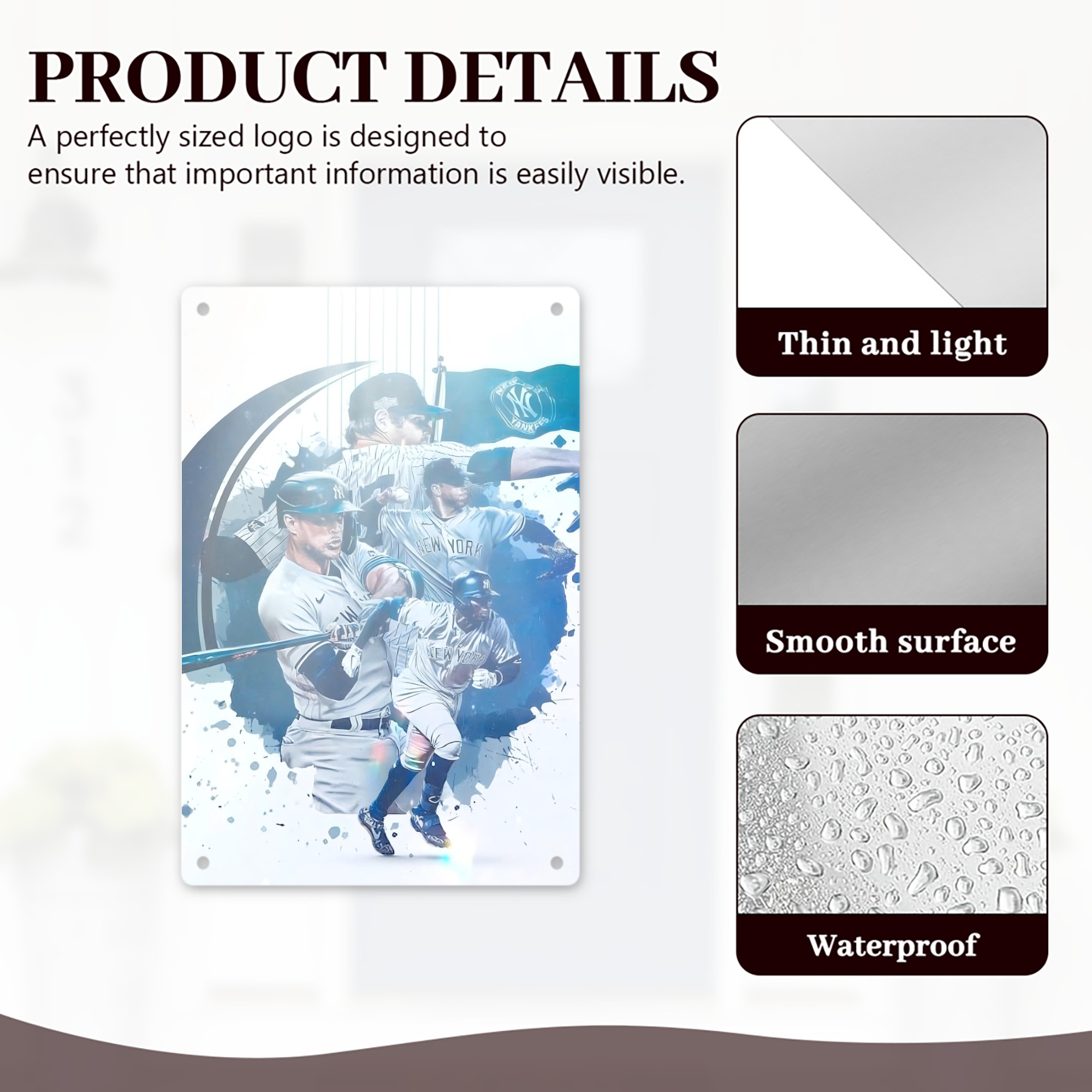 New York Yankees 329 8x12inch Vertical Aluminum Sign - Durable Fade-Resistant Indoor/Outdoor Safety & Information Plaque For Office, Hotel, Restaurant, Bar, Public Spaces