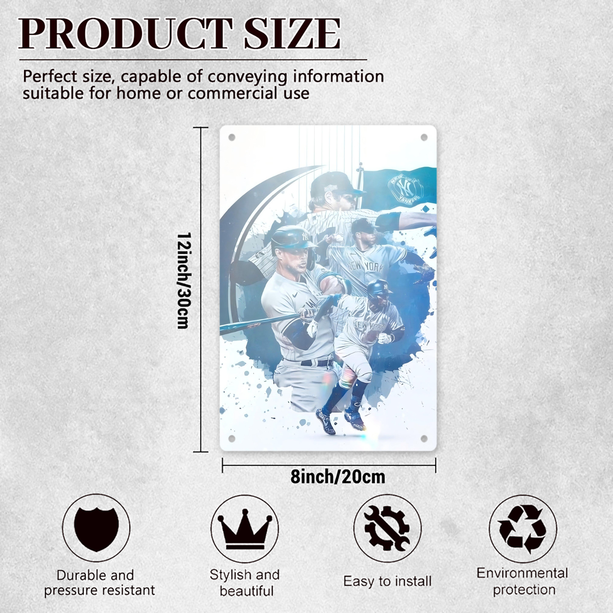 New York Yankees 329 8x12inch Vertical Aluminum Sign - Durable Fade-Resistant Indoor/Outdoor Safety & Information Plaque For Office, Hotel, Restaurant, Bar, Public Spaces