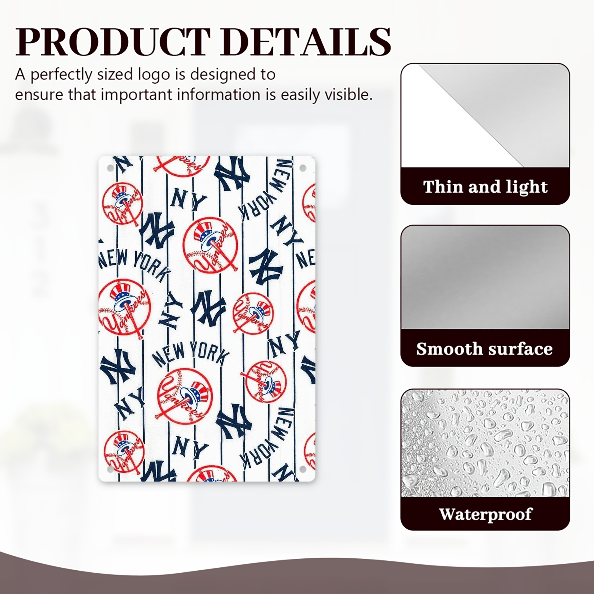 New York Yankees 219 8x12inch Vertical Aluminum Sign - Durable Fade-Resistant Indoor/Outdoor Safety & Information Plaque For Office, Hotel, Restaurant, Bar, Public Spaces