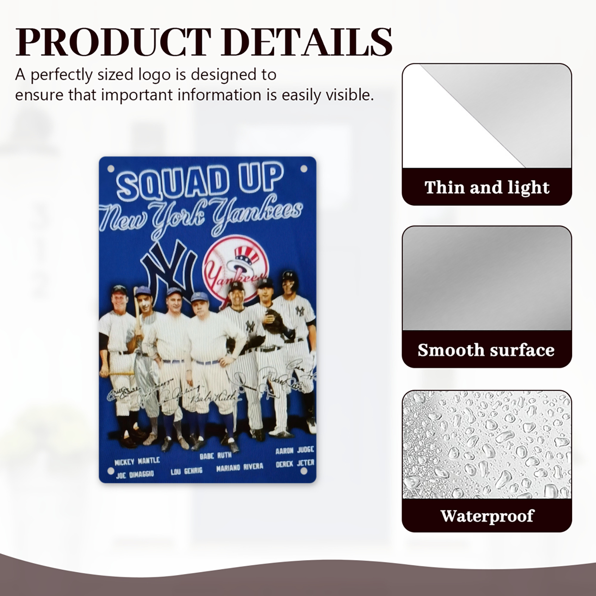 New York Yankees 312 8x12inch Vertical Aluminum Sign - Durable Fade-Resistant Indoor/Outdoor Safety & Information Plaque For Office, Hotel, Restaurant, Bar, Public Spaces