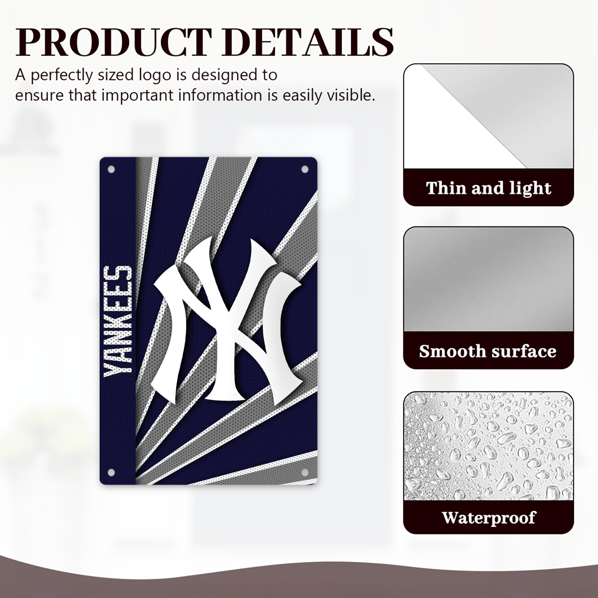 New York Yankees 321 8x12inch Vertical Aluminum Sign - Durable Fade-Resistant Indoor/Outdoor Safety & Information Plaque For Office, Hotel, Restaurant, Bar, Public Spaces