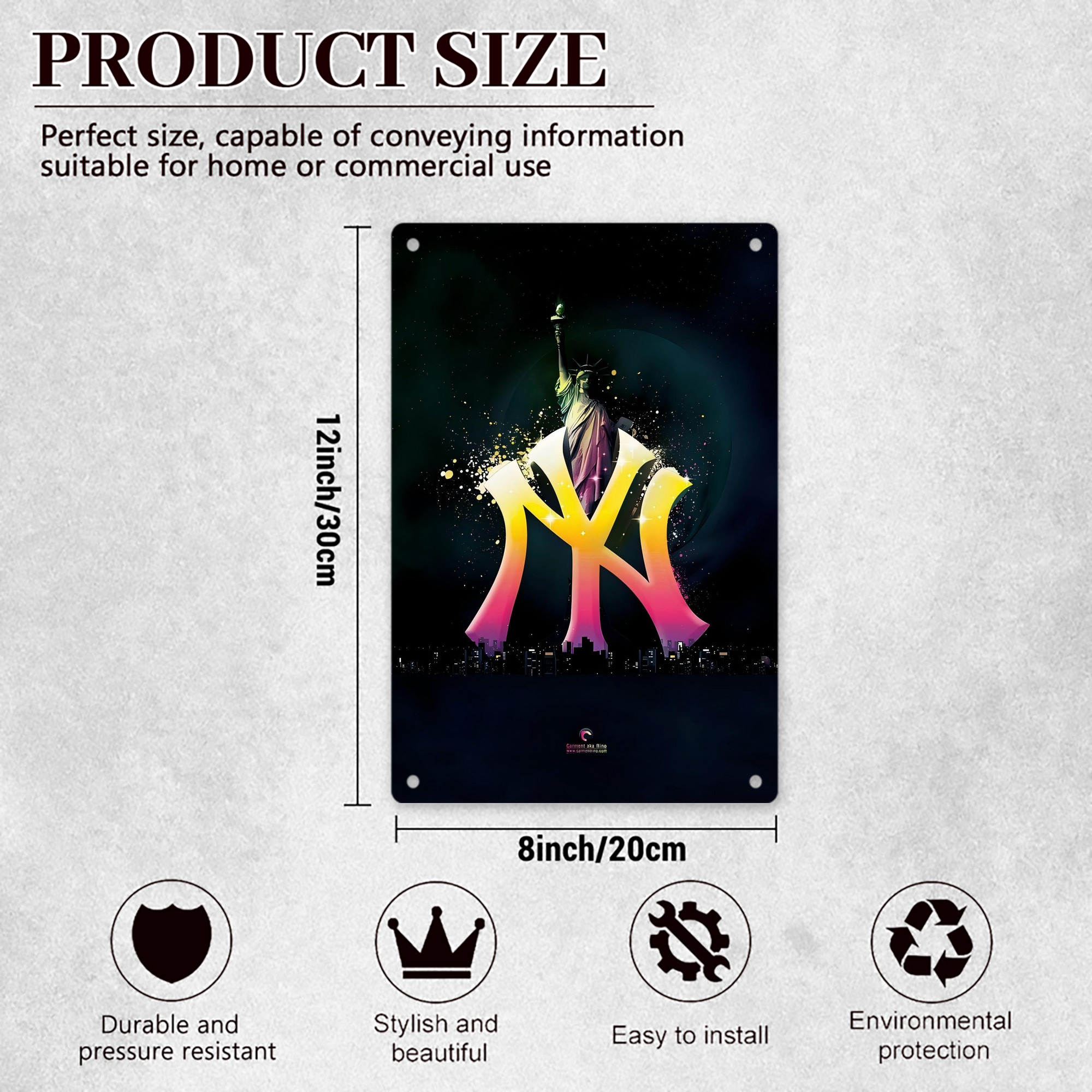 New York Yankees 335 8x12inch Vertical Aluminum Sign - Durable Fade-Resistant Indoor/Outdoor Safety & Information Plaque For Office, Hotel, Restaurant, Bar, Public Spaces