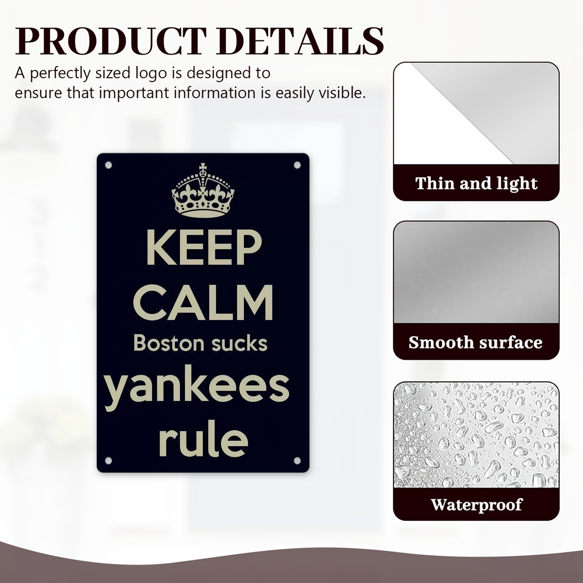 New York Yankees 226 8x12inch Vertical Aluminum Sign - Durable Fade-Resistant Indoor/Outdoor Safety & Information Plaque For Office, Hotel, Restaurant, Bar, Public Spaces