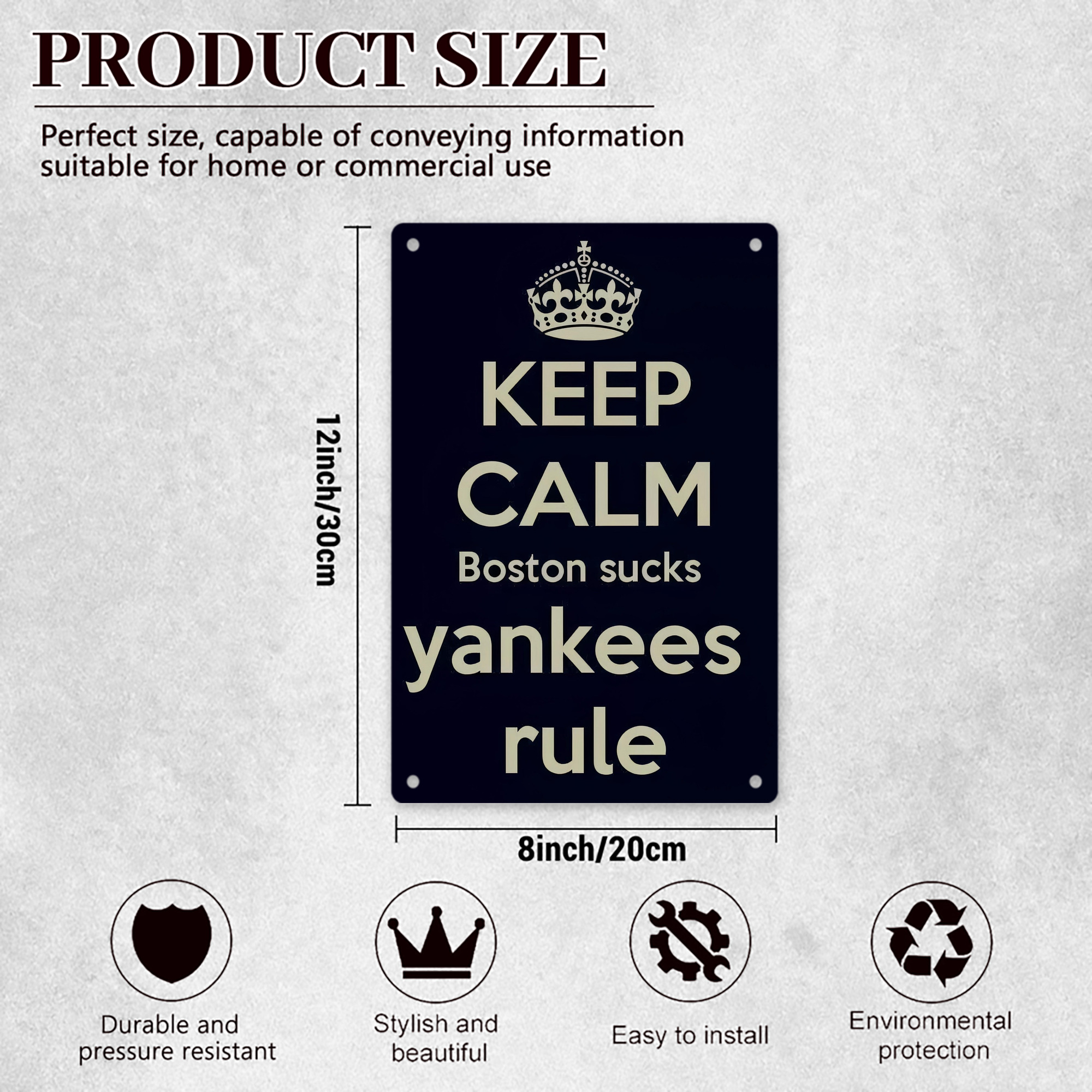 New York Yankees 226 8x12inch Vertical Aluminum Sign - Durable Fade-Resistant Indoor/Outdoor Safety & Information Plaque For Office, Hotel, Restaurant, Bar, Public Spaces