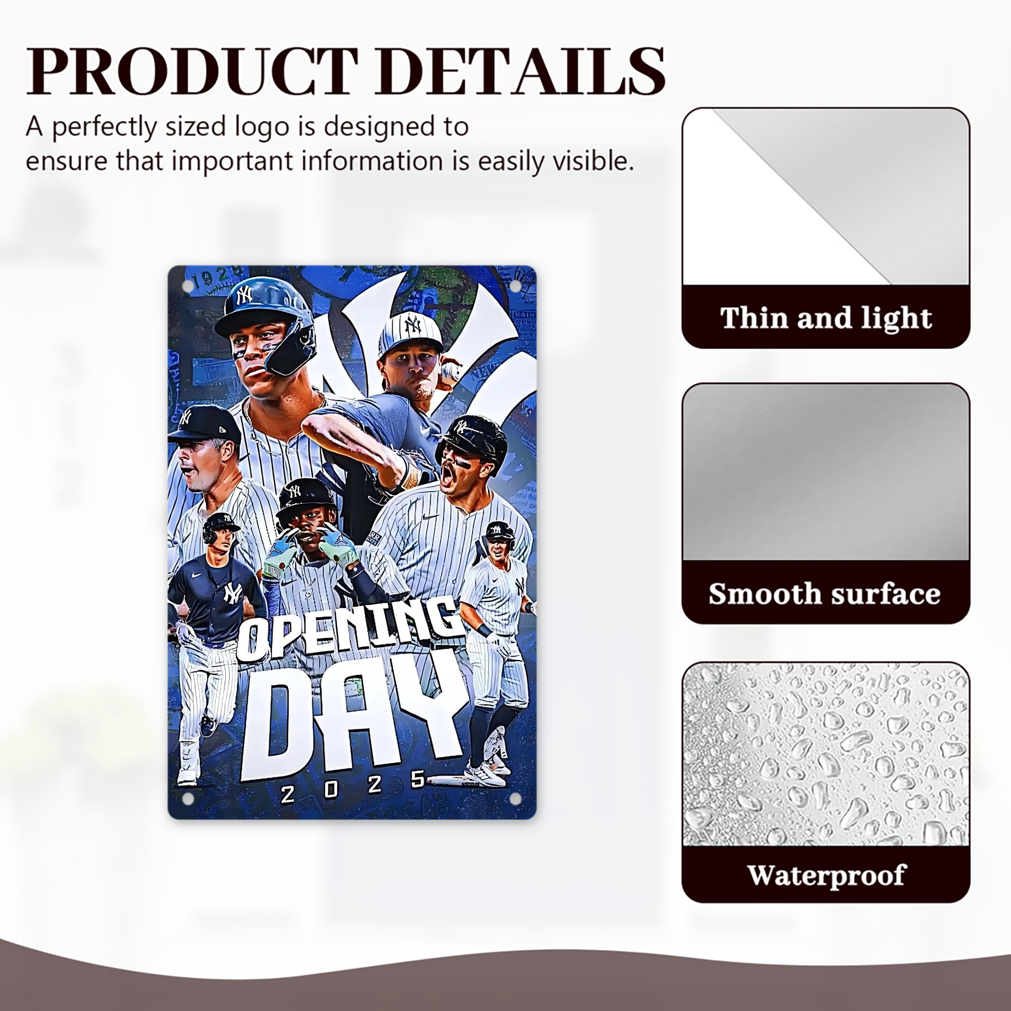 New York Yankees 215 8x12inch Vertical Aluminum Sign - Durable Fade-Resistant Indoor/Outdoor Safety & Information Plaque For Office, Hotel, Restaurant, Bar, Public Spaces