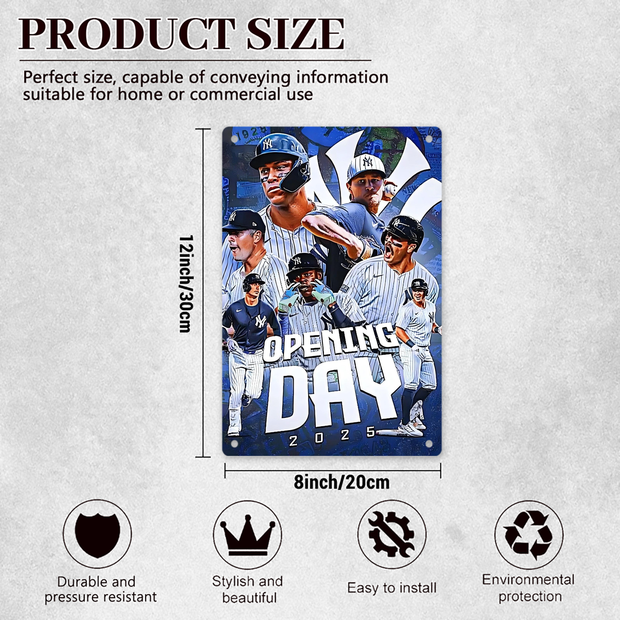 New York Yankees 215 8x12inch Vertical Aluminum Sign - Durable Fade-Resistant Indoor/Outdoor Safety & Information Plaque For Office, Hotel, Restaurant, Bar, Public Spaces