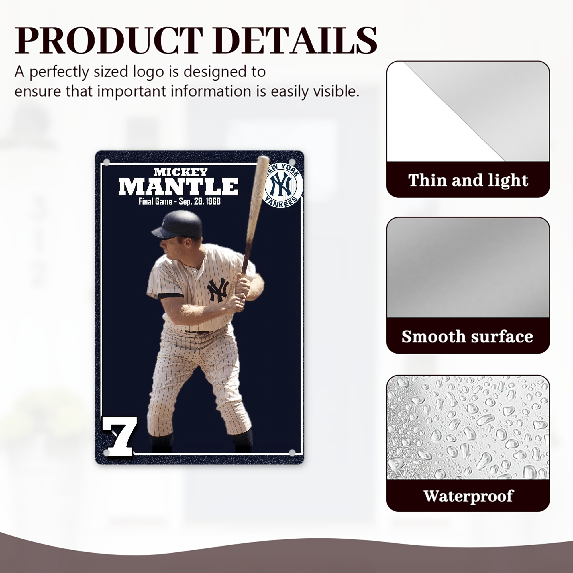 New York Yankees 344 8x12inch Vertical Aluminum Sign - Durable Fade-Resistant Indoor/Outdoor Safety & Information Plaque For Office, Hotel, Restaurant, Bar, Public Spaces