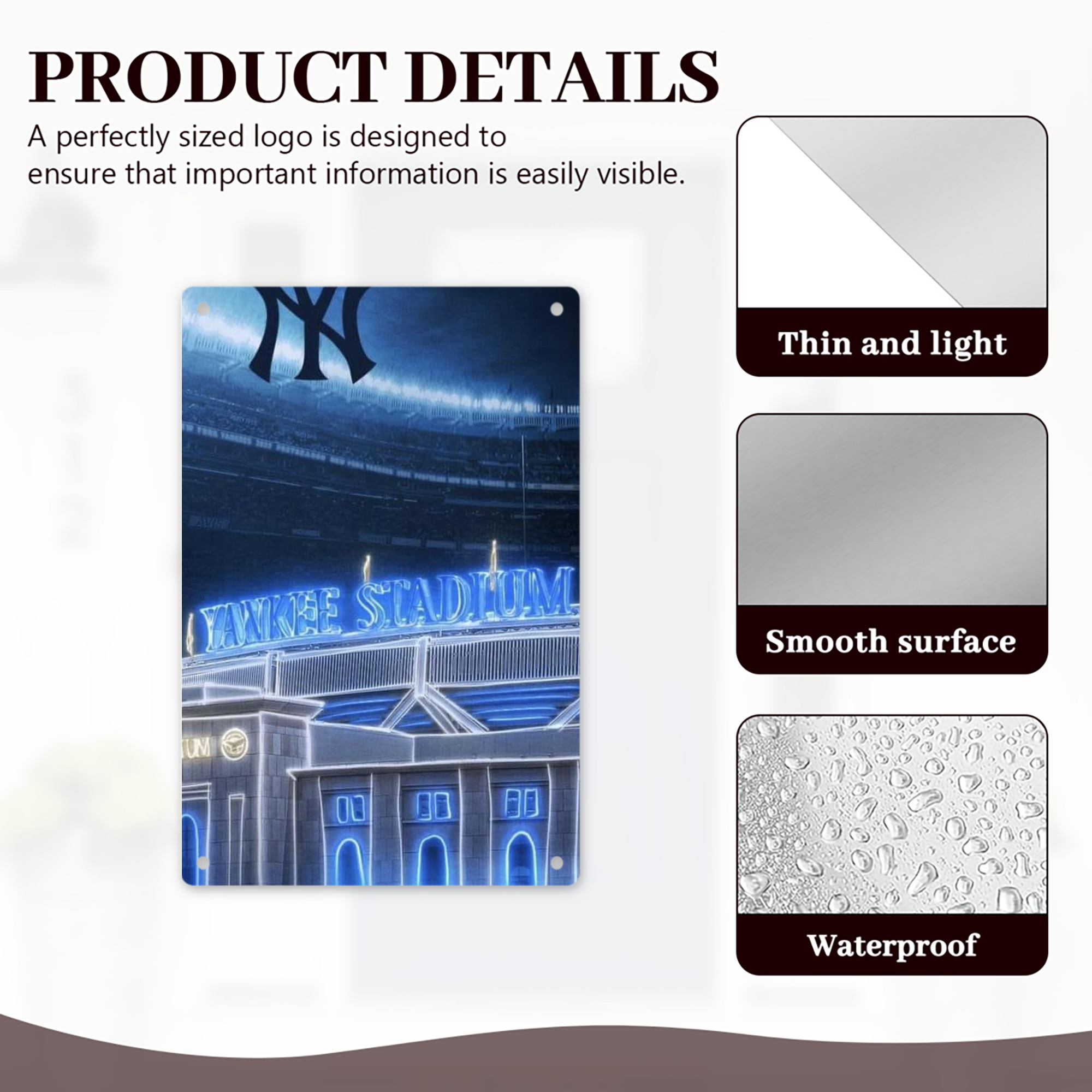 New York Yankees 328 8x12inch Vertical Aluminum Sign - Durable Fade-Resistant Indoor/Outdoor Safety & Information Plaque For Office, Hotel, Restaurant, Bar, Public Spaces