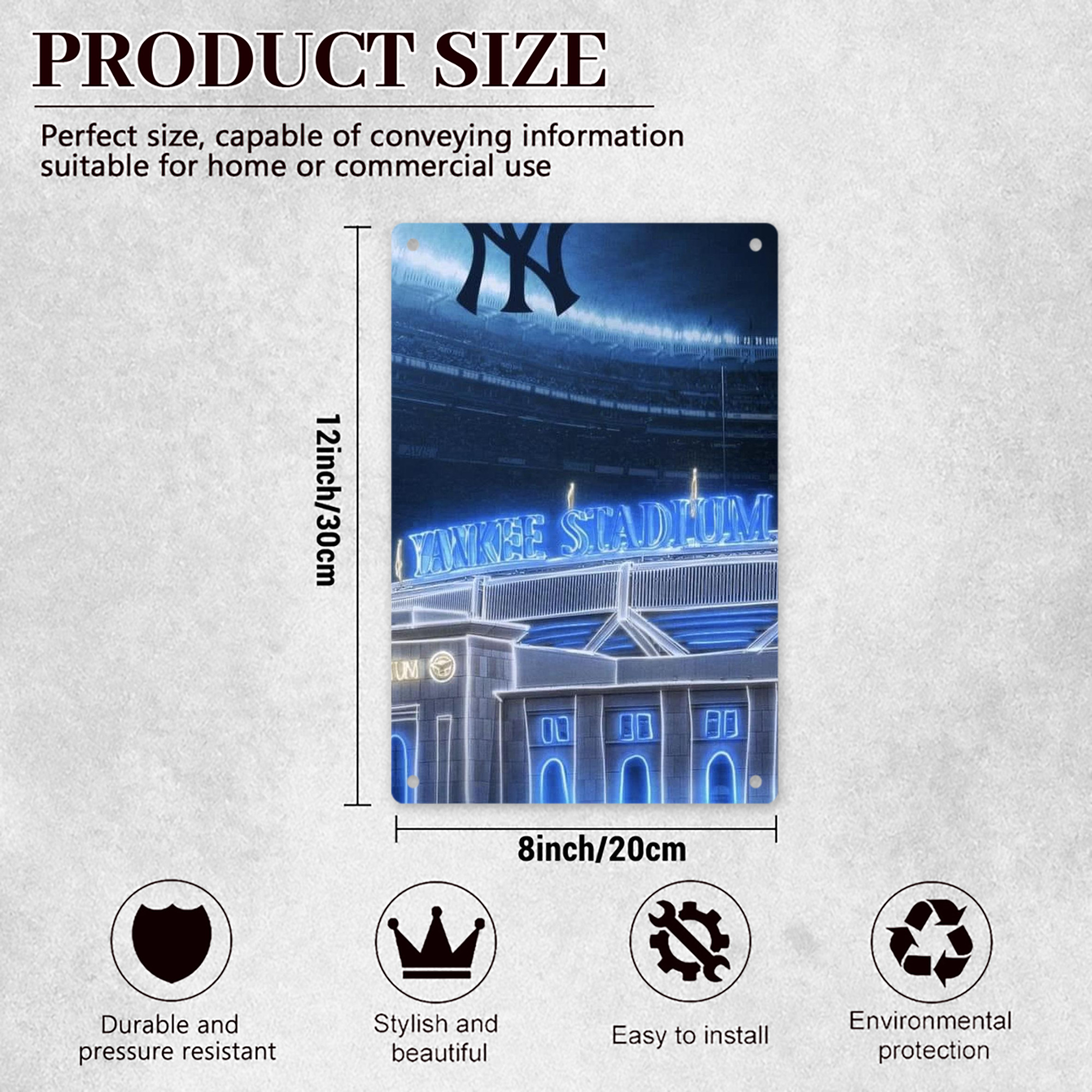New York Yankees 328 8x12inch Vertical Aluminum Sign - Durable Fade-Resistant Indoor/Outdoor Safety & Information Plaque For Office, Hotel, Restaurant, Bar, Public Spaces