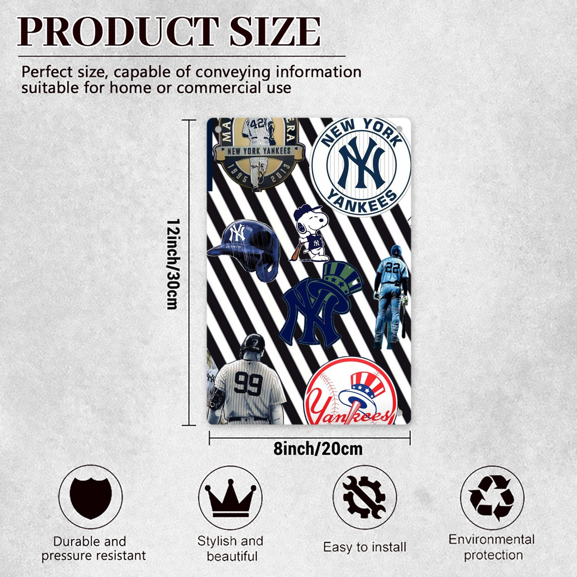 New York Yankees 231 8x12inch Vertical Aluminum Sign - Durable Fade-Resistant Indoor/Outdoor Safety & Information Plaque For Office, Hotel, Restaurant, Bar, Public Spaces