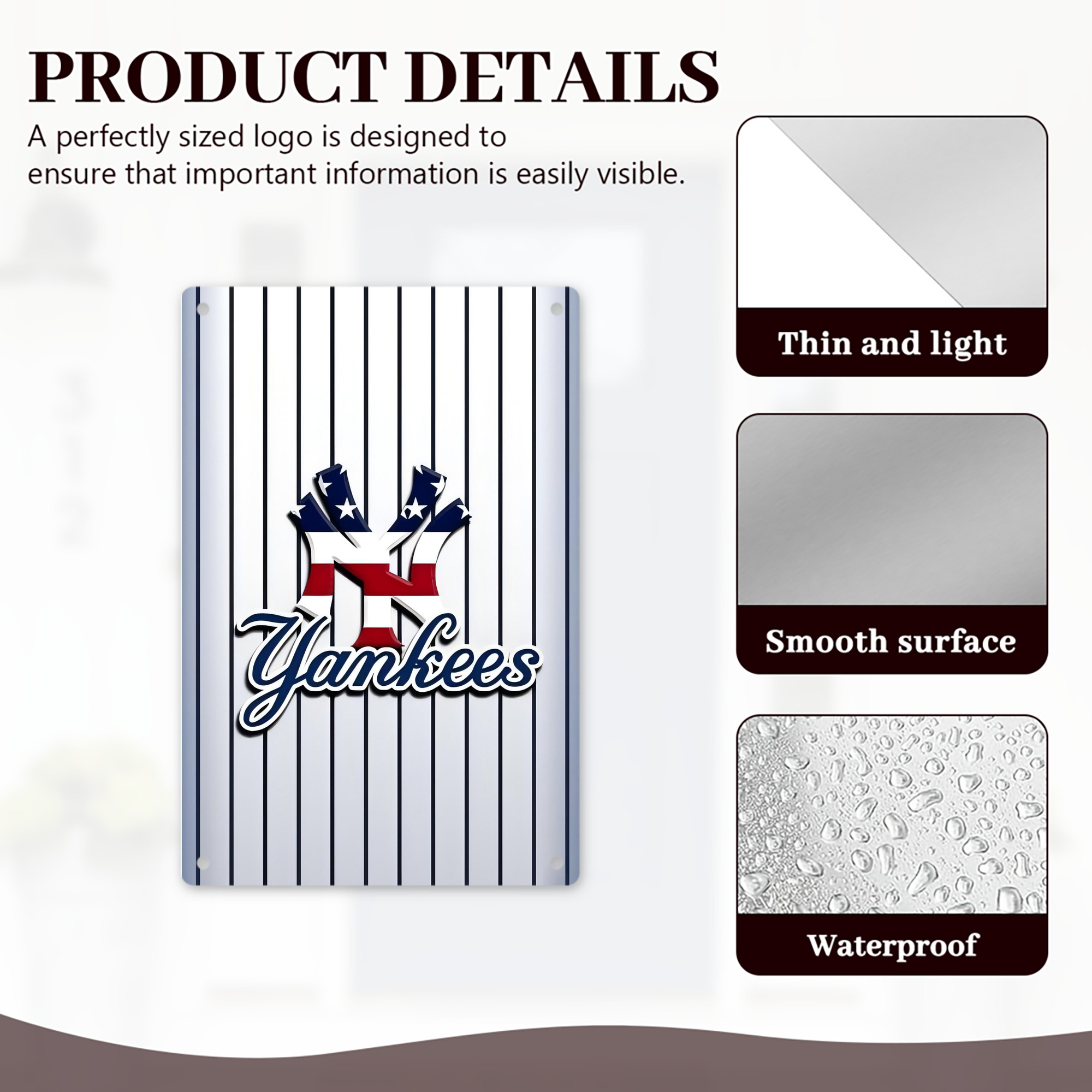 New York Yankees 227 8x12inch Vertical Aluminum Sign - Durable Fade-Resistant Indoor/Outdoor Safety & Information Plaque For Office, Hotel, Restaurant, Bar, Public Spaces