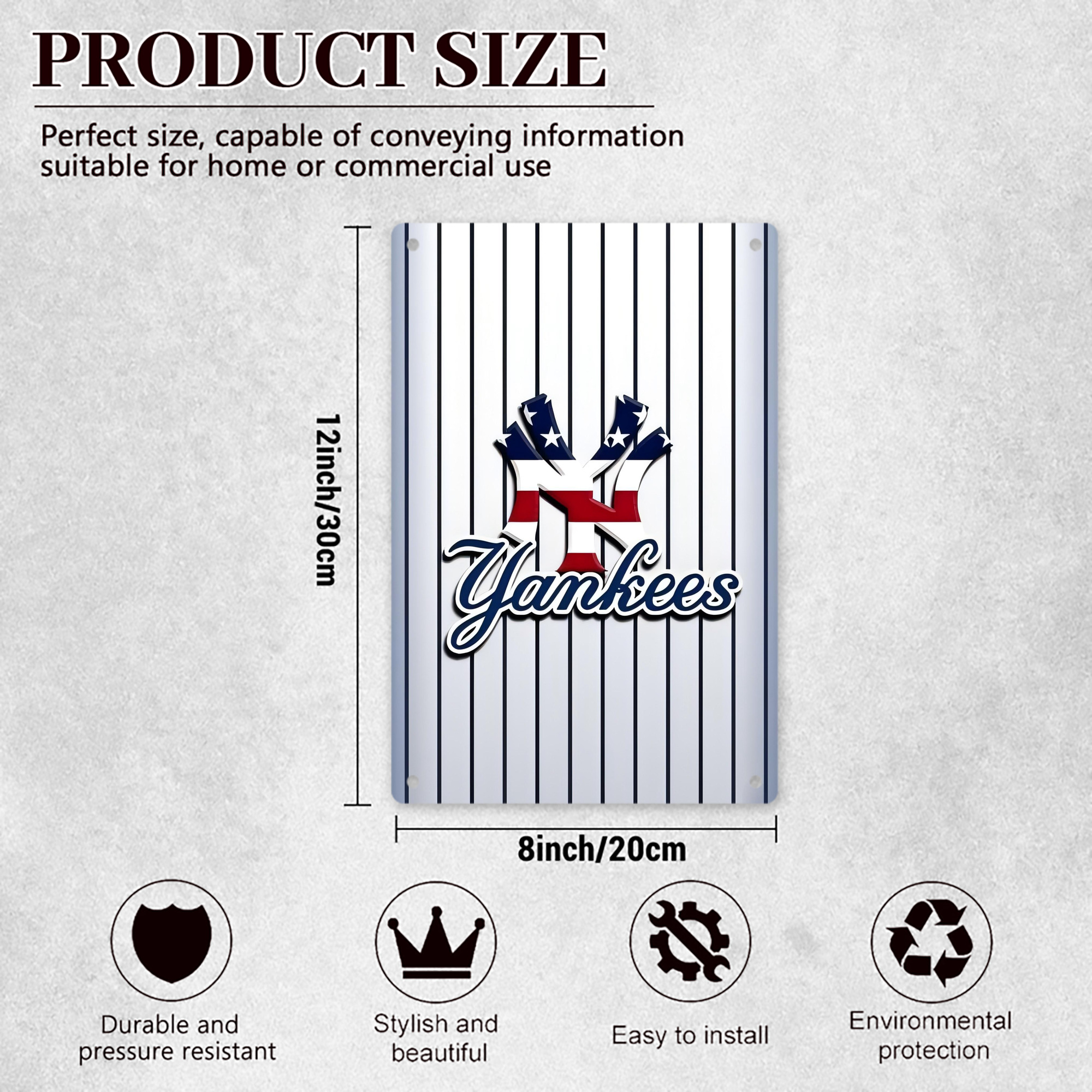 New York Yankees 227 8x12inch Vertical Aluminum Sign - Durable Fade-Resistant Indoor/Outdoor Safety & Information Plaque For Office, Hotel, Restaurant, Bar, Public Spaces