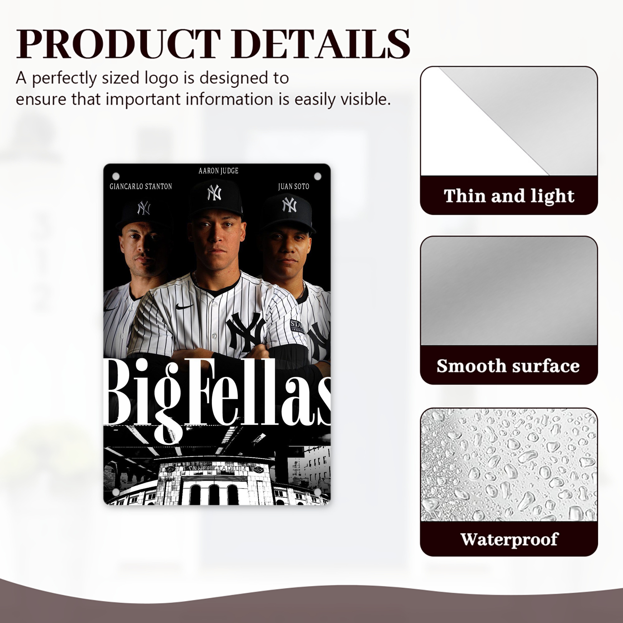 New York Yankees 341 8x12inch Vertical Aluminum Sign - Durable Fade-Resistant Indoor/Outdoor Safety & Information Plaque For Office, Hotel, Restaurant, Bar, Public Spaces