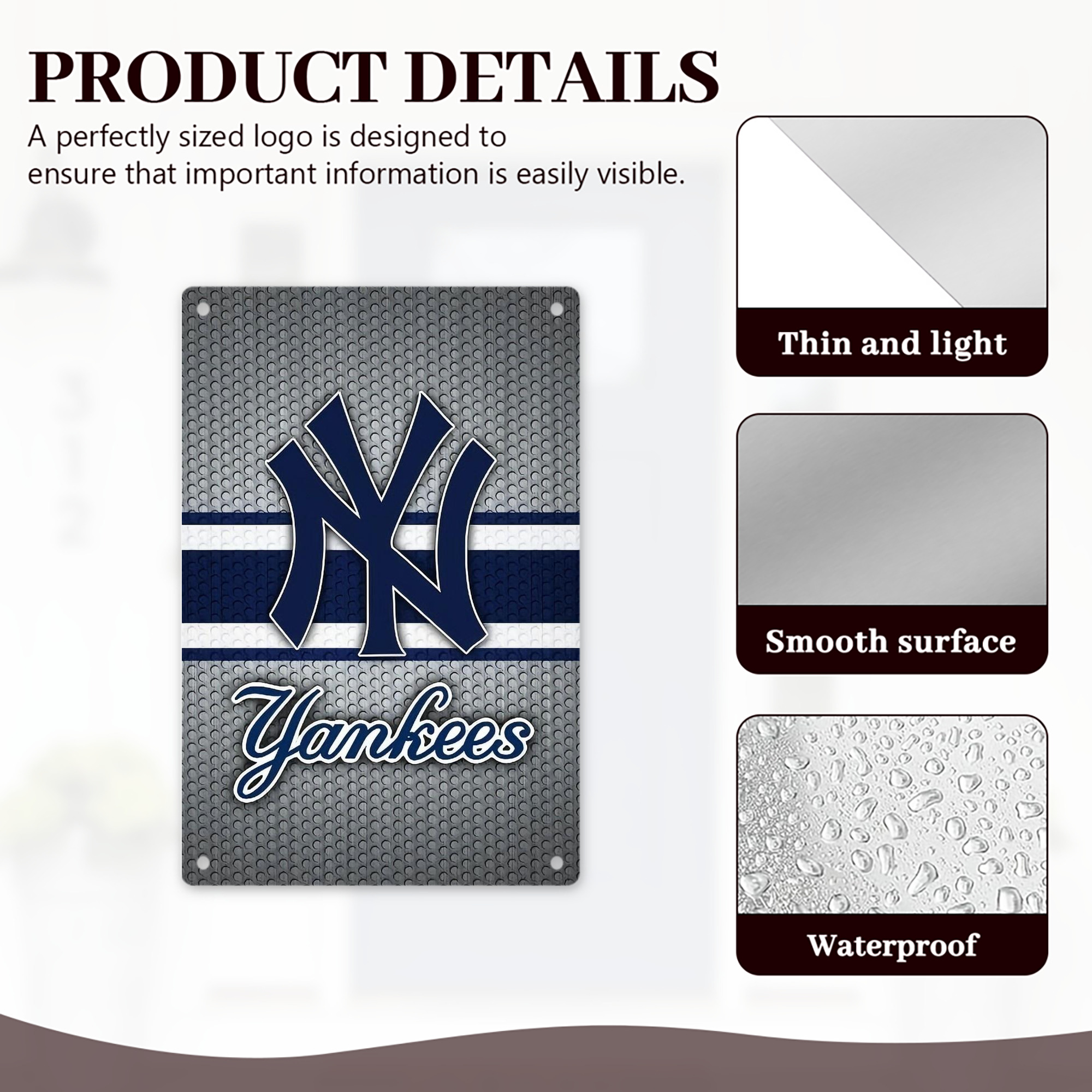 New York Yankees 311 8x12inch Vertical Aluminum Sign - Durable Fade-Resistant Indoor/Outdoor Safety & Information Plaque For Office, Hotel, Restaurant, Bar, Public Spaces