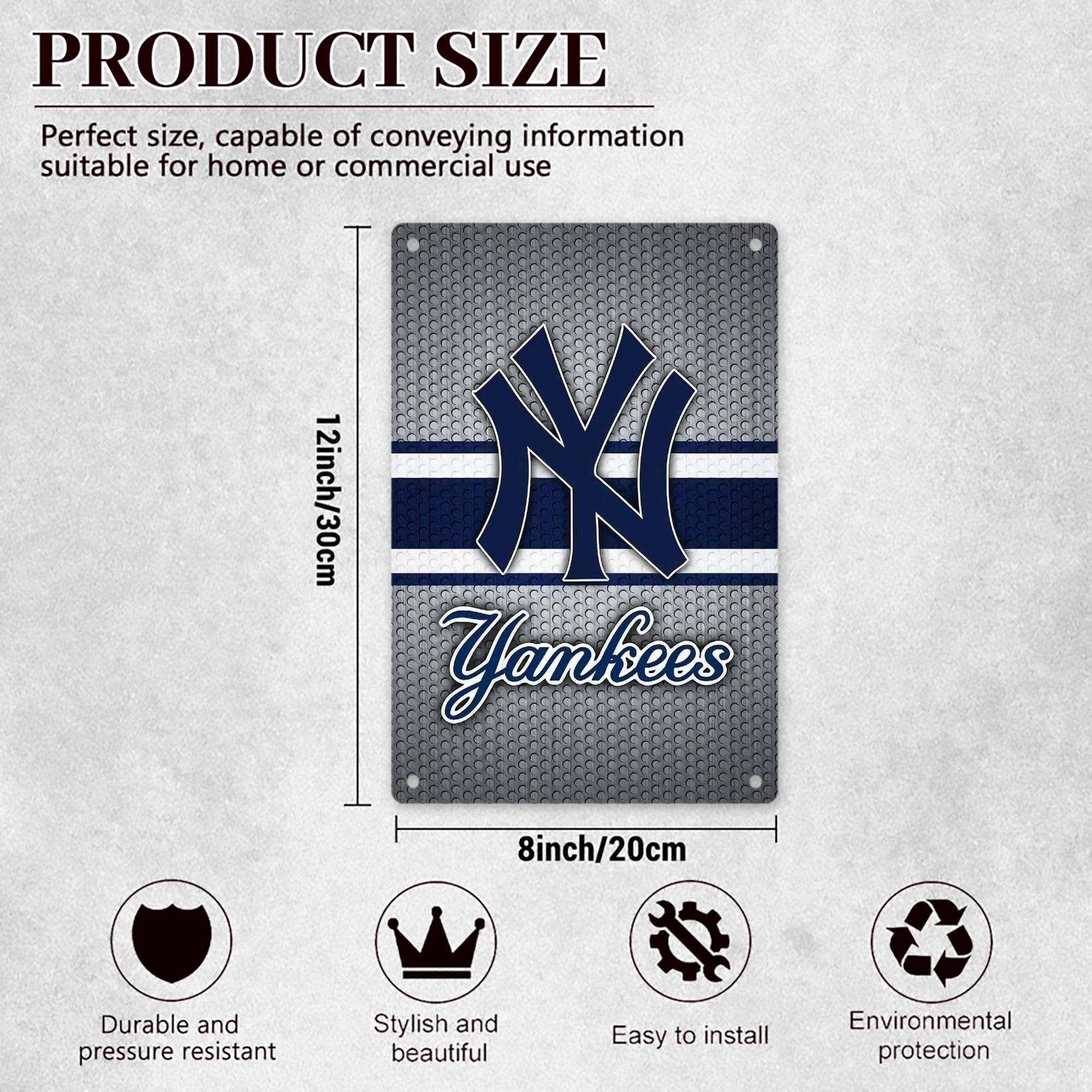 New York Yankees 311 8x12inch Vertical Aluminum Sign - Durable Fade-Resistant Indoor/Outdoor Safety & Information Plaque For Office, Hotel, Restaurant, Bar, Public Spaces