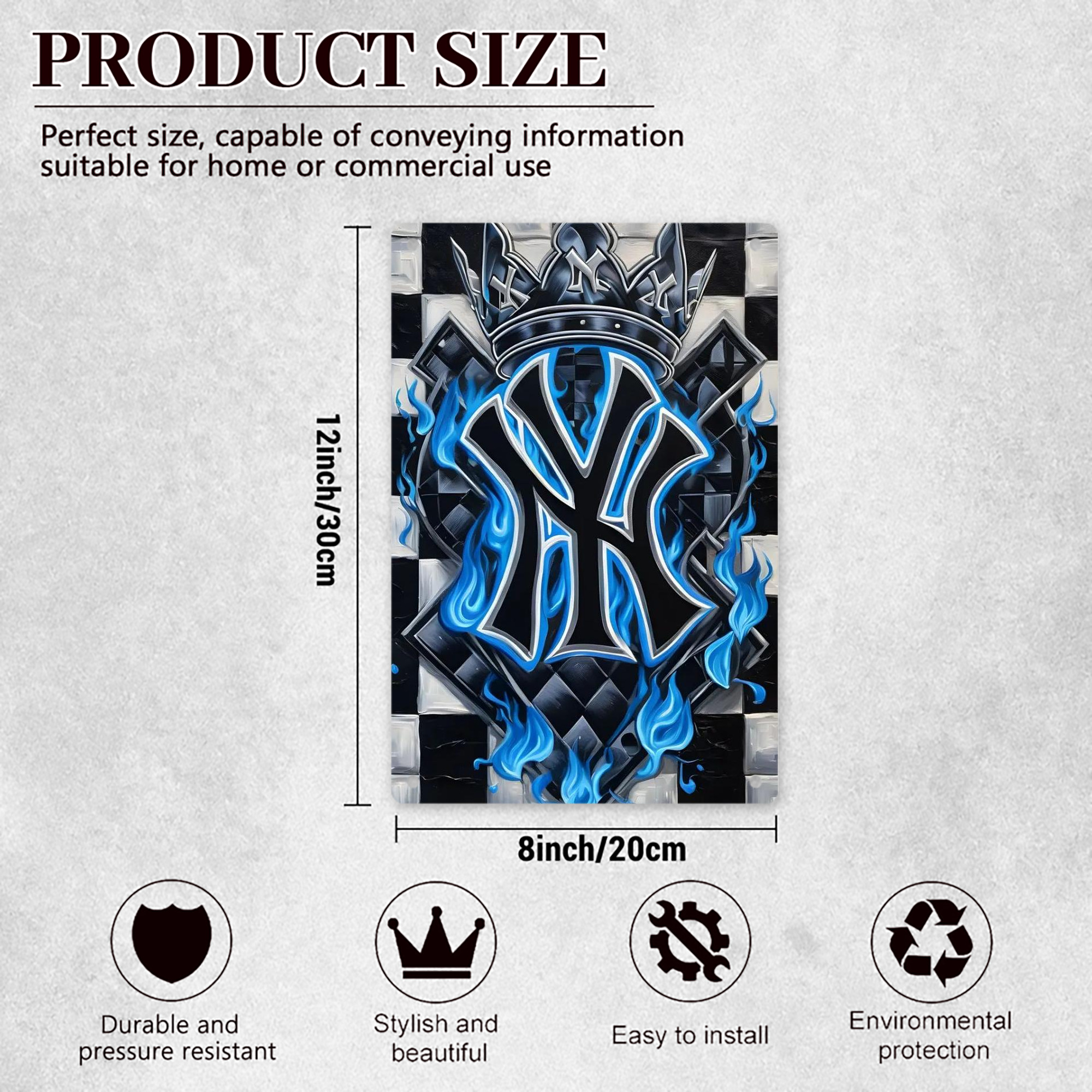 New York Yankees 324 8x12inch Vertical Aluminum Sign - Durable Fade-Resistant Indoor/Outdoor Safety & Information Plaque For Office, Hotel, Restaurant, Bar, Public Spaces