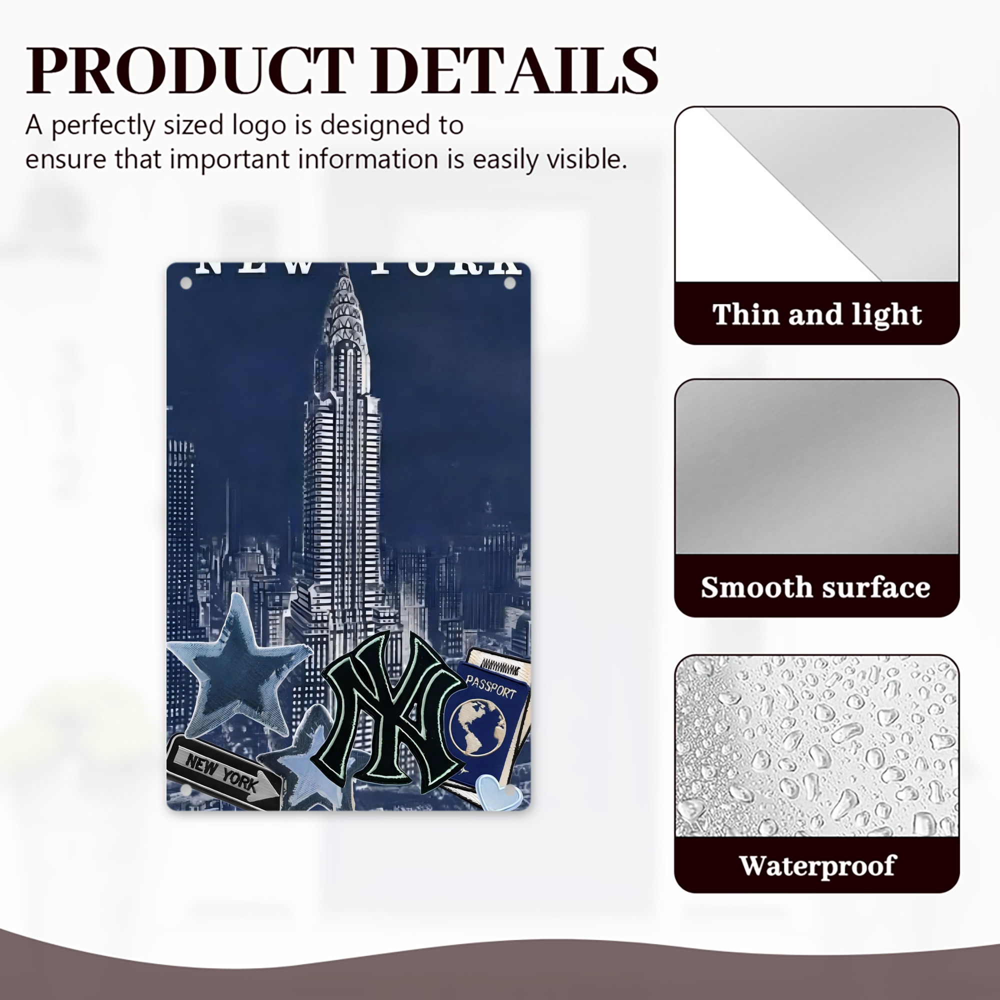 New York Yankees 331 8x12inch Vertical Aluminum Sign - Durable Fade-Resistant Indoor/Outdoor Safety & Information Plaque For Office, Hotel, Restaurant, Bar, Public Spaces