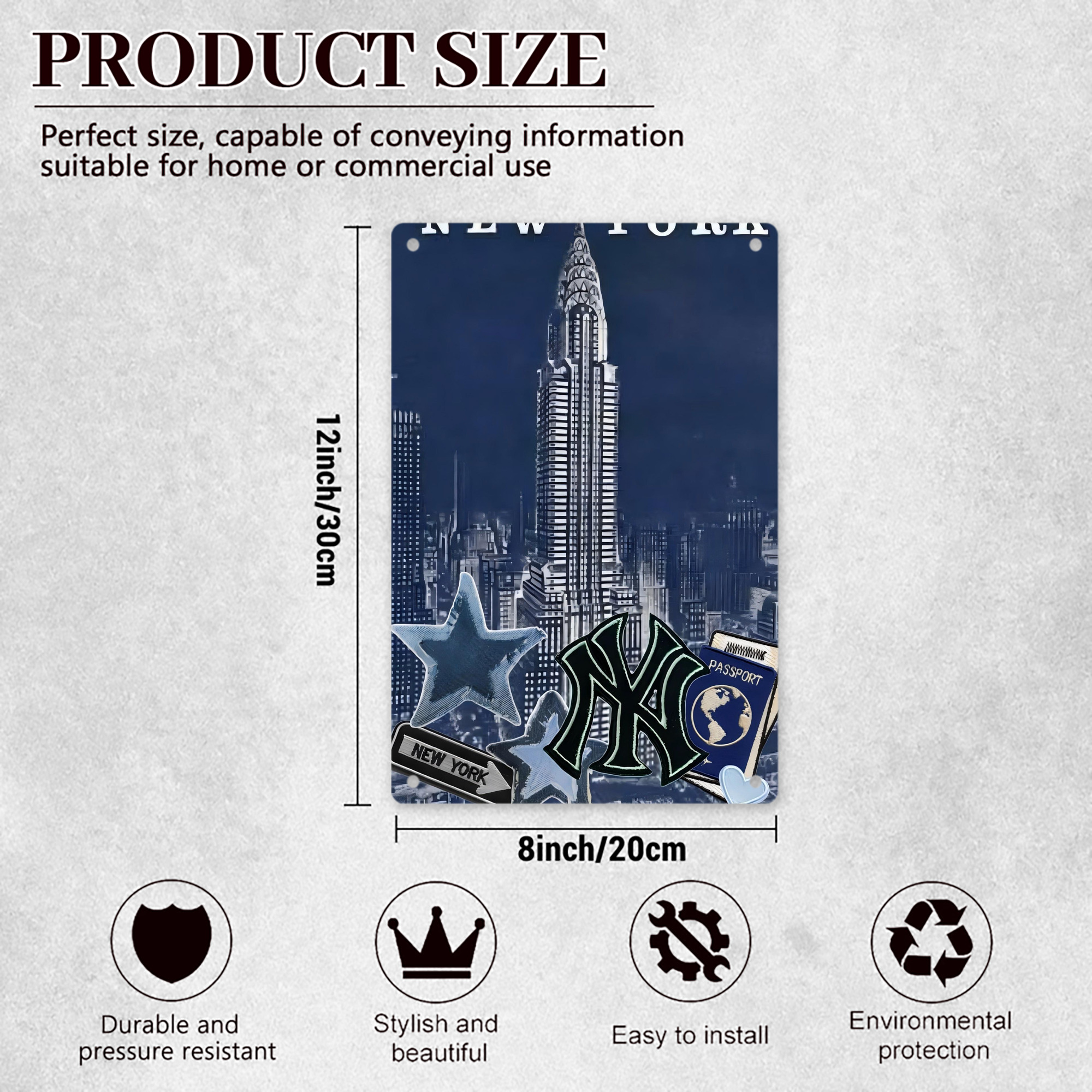 New York Yankees 331 8x12inch Vertical Aluminum Sign - Durable Fade-Resistant Indoor/Outdoor Safety & Information Plaque For Office, Hotel, Restaurant, Bar, Public Spaces