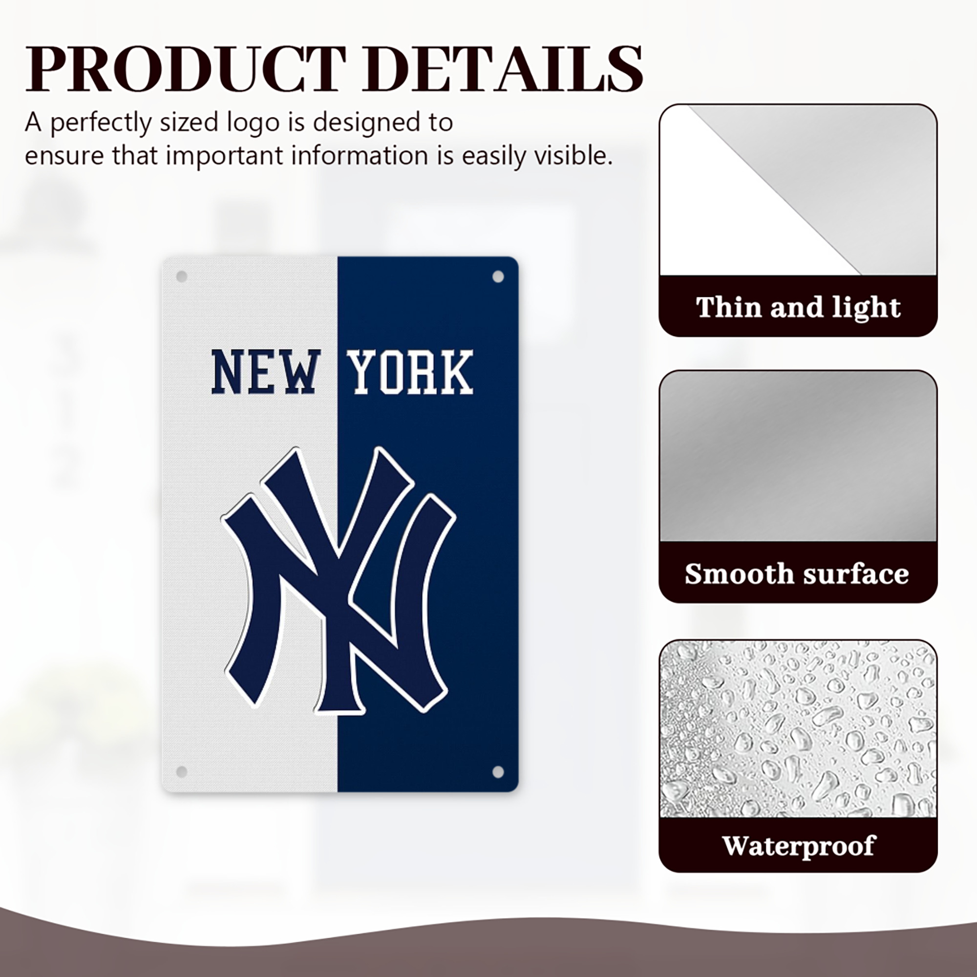 New York Yankees 332 8x12inch Vertical Aluminum Sign - Durable Fade-Resistant Indoor/Outdoor Safety & Information Plaque For Office, Hotel, Restaurant, Bar, Public Spaces