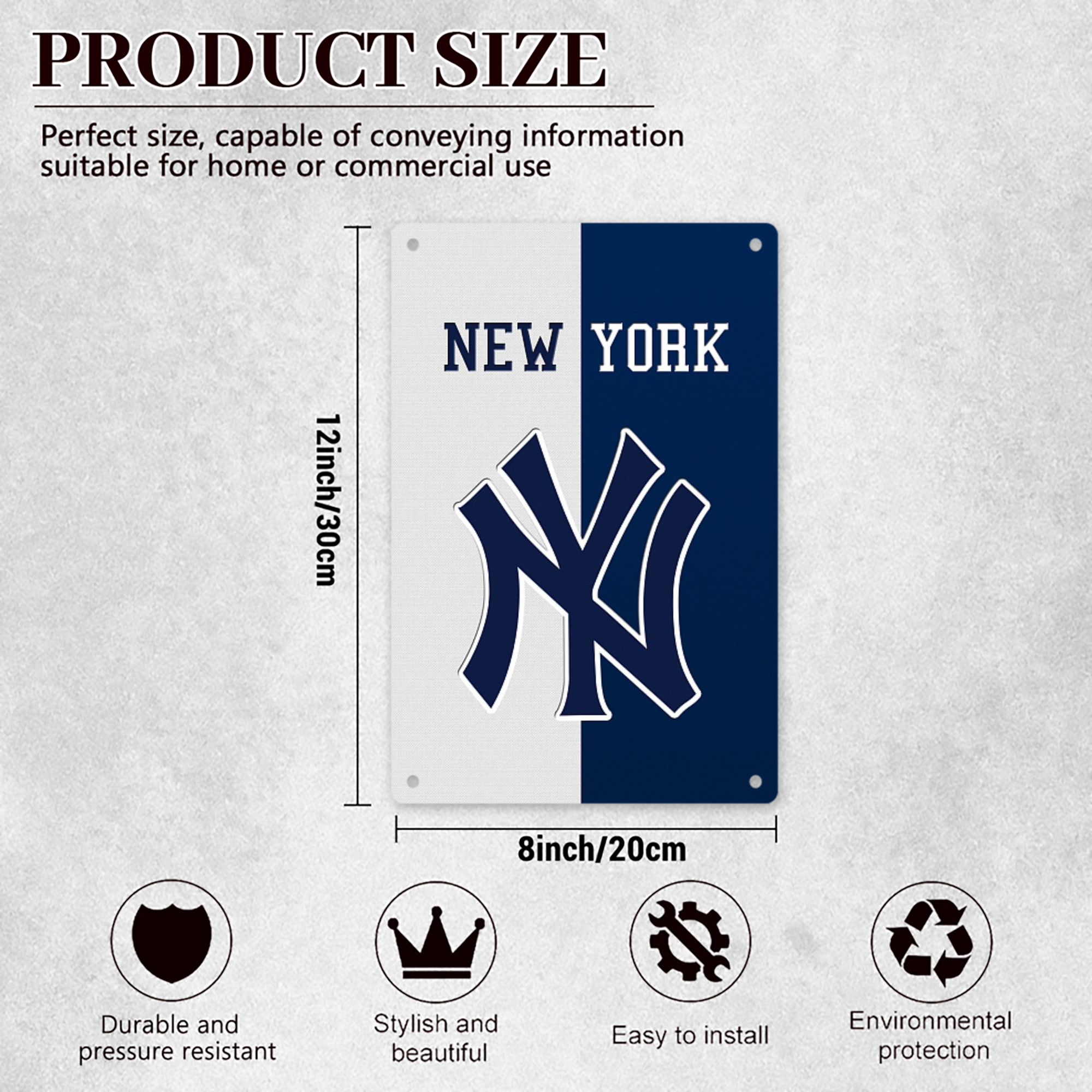 New York Yankees 332 8x12inch Vertical Aluminum Sign - Durable Fade-Resistant Indoor/Outdoor Safety & Information Plaque For Office, Hotel, Restaurant, Bar, Public Spaces
