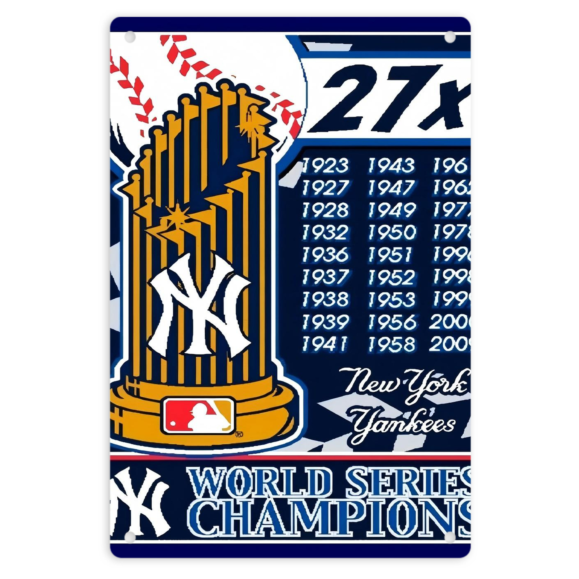 New York Yankees 108 8x12inch Vertical Aluminum Sign - Durable Fade-Resistant Indoor/Outdoor Safety & Information Plaque For Office, Hotel, Restaurant, Bar, Public Spaces