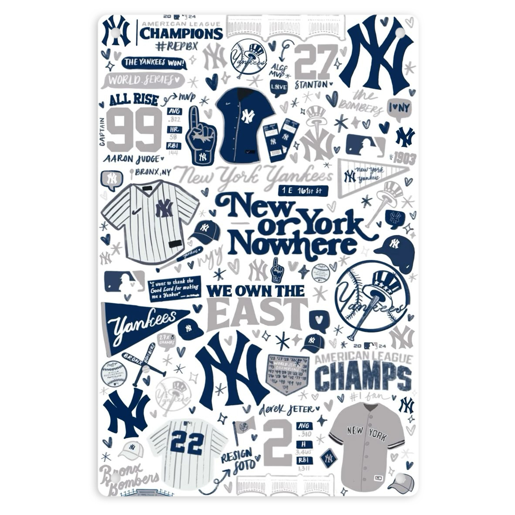 New York Yankees 113 8x12inch Vertical Aluminum Sign - Durable Fade-Resistant Indoor/Outdoor Safety & Information Plaque For Office, Hotel, Restaurant, Bar, Public Spaces