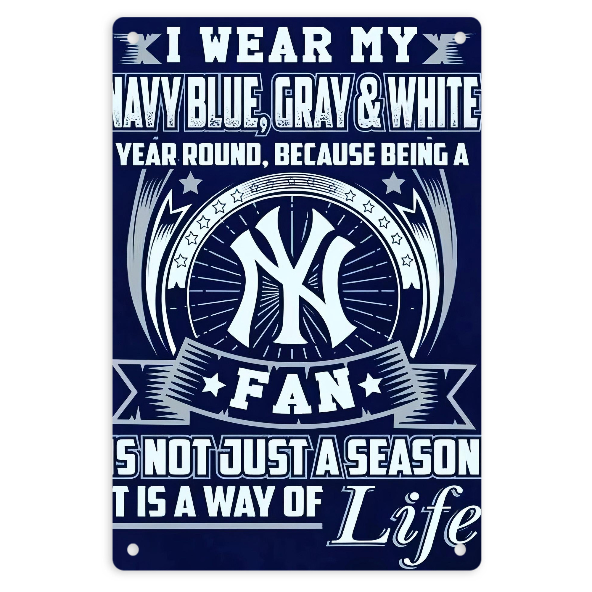 New York Yankees 194 8x12inch Vertical Aluminum Sign - Durable Fade-Resistant Indoor/Outdoor Safety & Information Plaque For Office, Hotel, Restaurant, Bar, Public Spaces