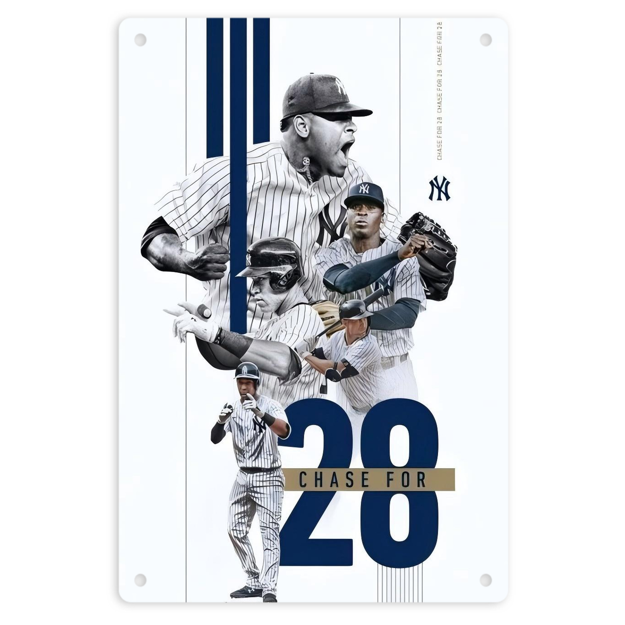 New York Yankees Chase For 28 8x12inch Vertical Aluminum Sign - Durable Fade-Resistant Indoor/Outdoor Safety & Information Plaque For Office, Hotel, Restaurant, Bar, Public Spaces