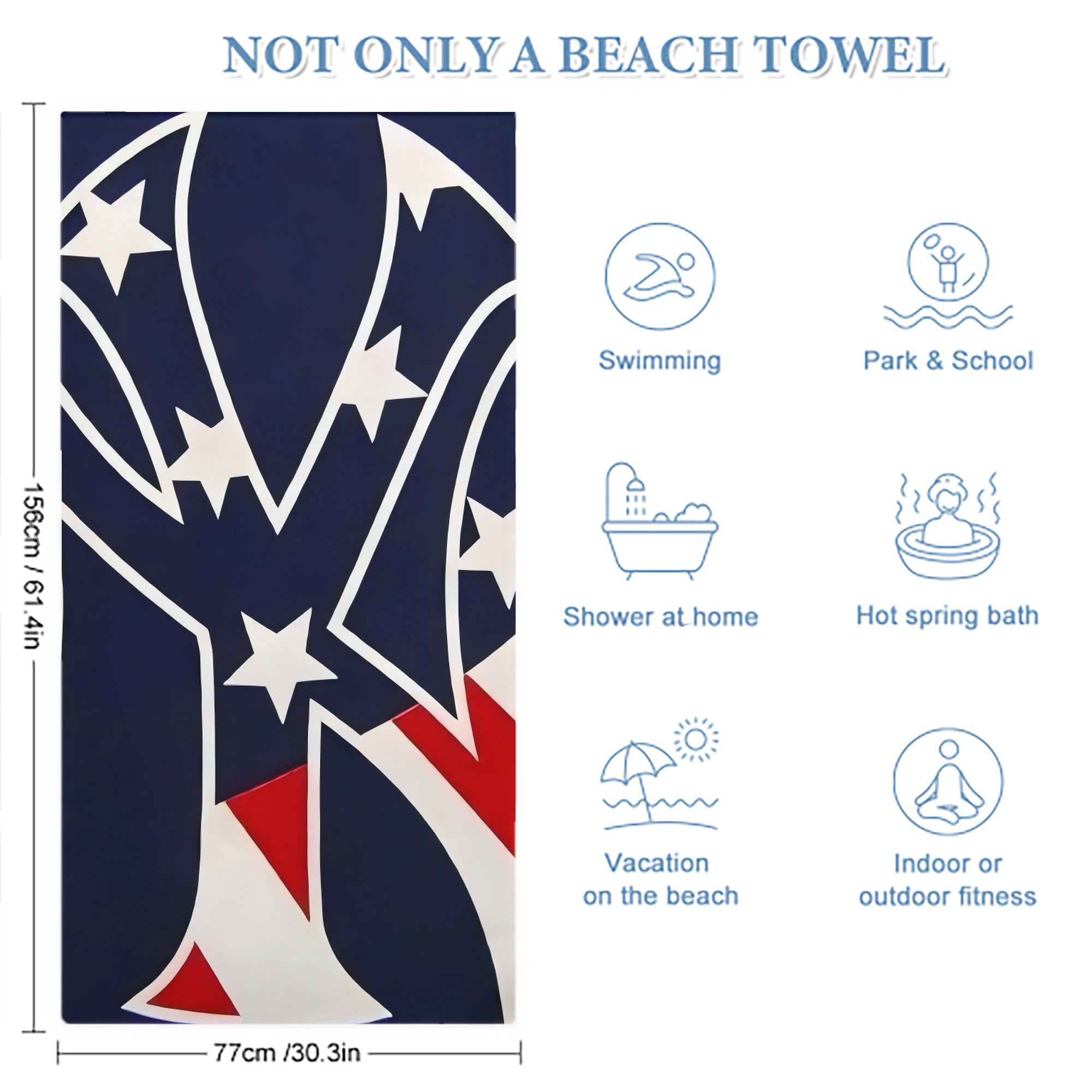 New York Yankees Logo USA Premium Microfiber Beach Towel – Soft, Large Size, Multi-Purpose For Beach, Picnic & Kids, Lightweight & Portable With Carry Bag, Easy Care