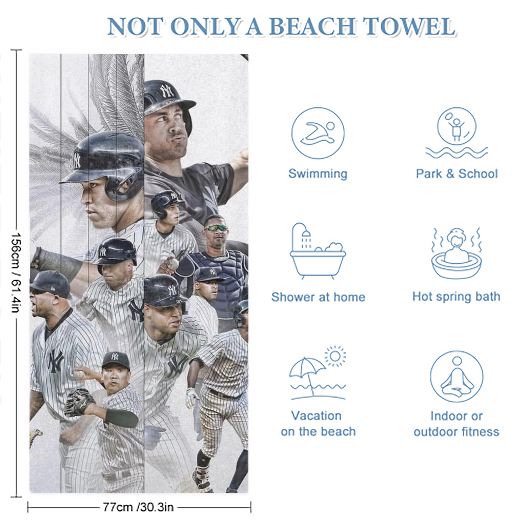 New York Yankees 109 Premium Microfiber Beach Towel – Soft, Large Size, Multi-Purpose For Beach, Picnic & Kids, Lightweight & Portable With Carry Bag, Easy Care
