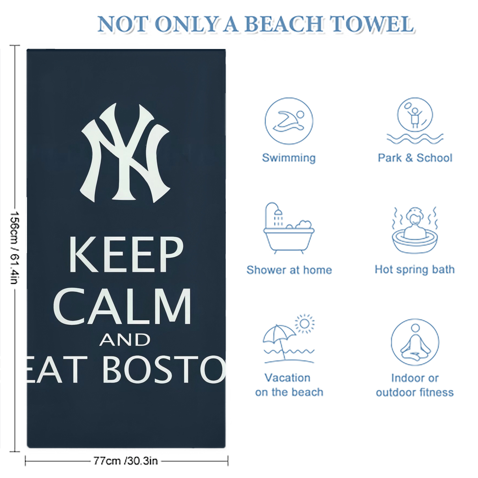 New York Yankees 136 Premium Microfiber Beach Towel – Soft, Large Size, Multi-Purpose For Beach, Picnic & Kids, Lightweight & Portable With Carry Bag, Easy Care