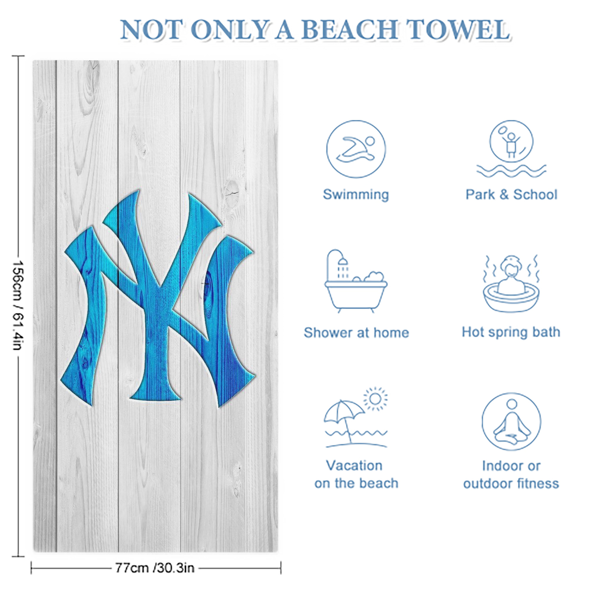 New York Yankees 156 Premium Microfiber Beach Towel – Soft, Large Size, Multi-Purpose For Beach, Picnic & Kids, Lightweight & Portable With Carry Bag, Easy Care