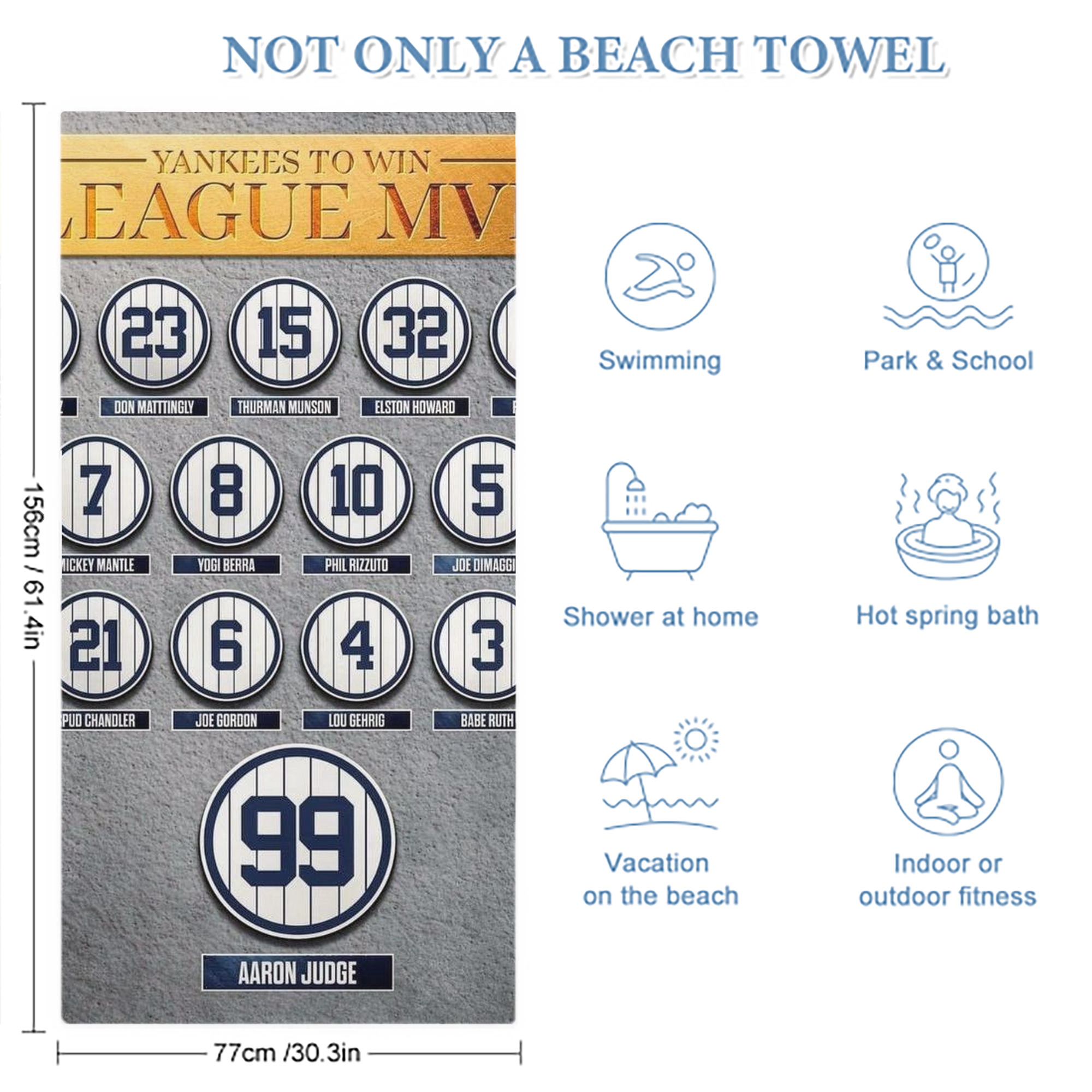 New York Yankees 107 Premium Microfiber Beach Towel – Soft, Large Size, Multi-Purpose For Beach, Picnic & Kids, Lightweight & Portable With Carry Bag, Easy Care