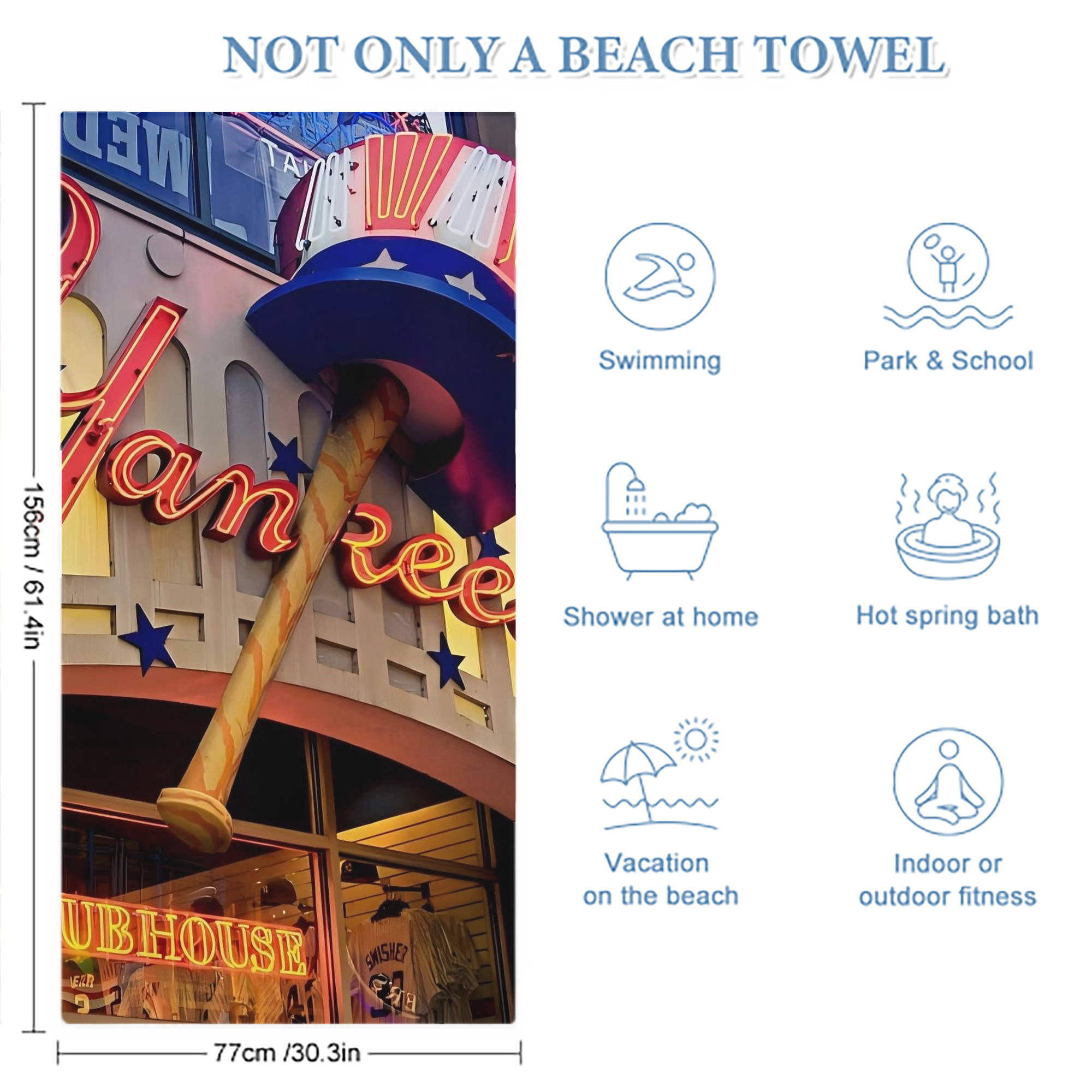 New York Yankees 178 Premium Microfiber Beach Towel – Soft, Large Size, Multi-Purpose For Beach, Picnic & Kids, Lightweight & Portable With Carry Bag, Easy Care